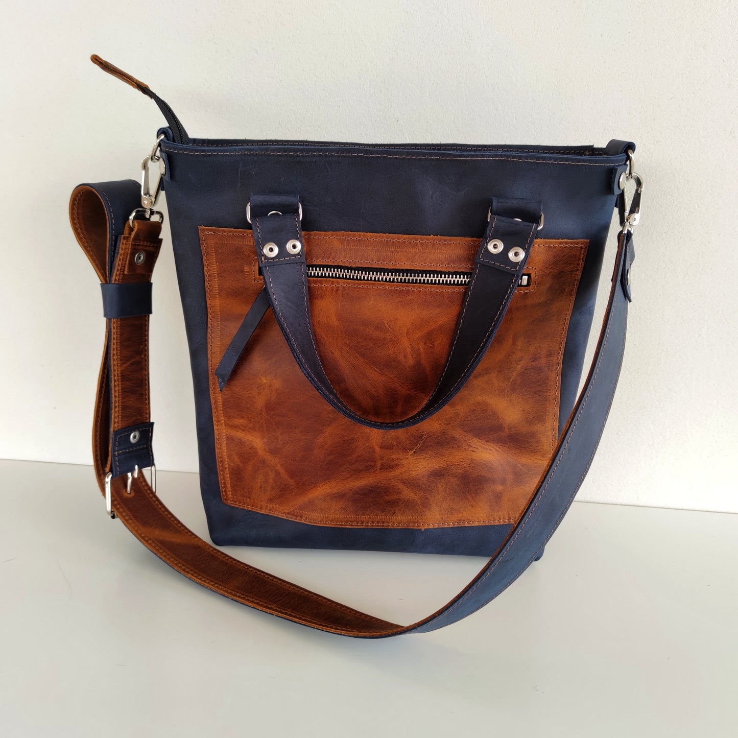 Blue Leather Classic Bag Luxury Shoulder Bag Stylish Leather Hand Bag