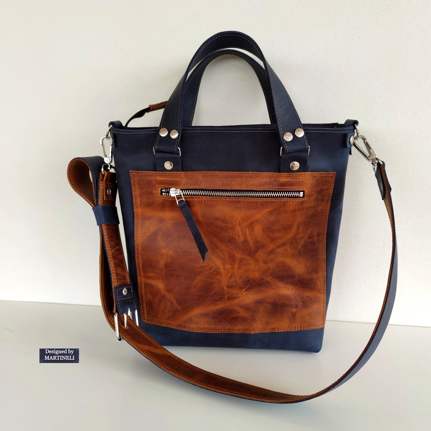 Blue Leather Classic Bag Luxury Shoulder Bag Stylish Leather Hand Bag