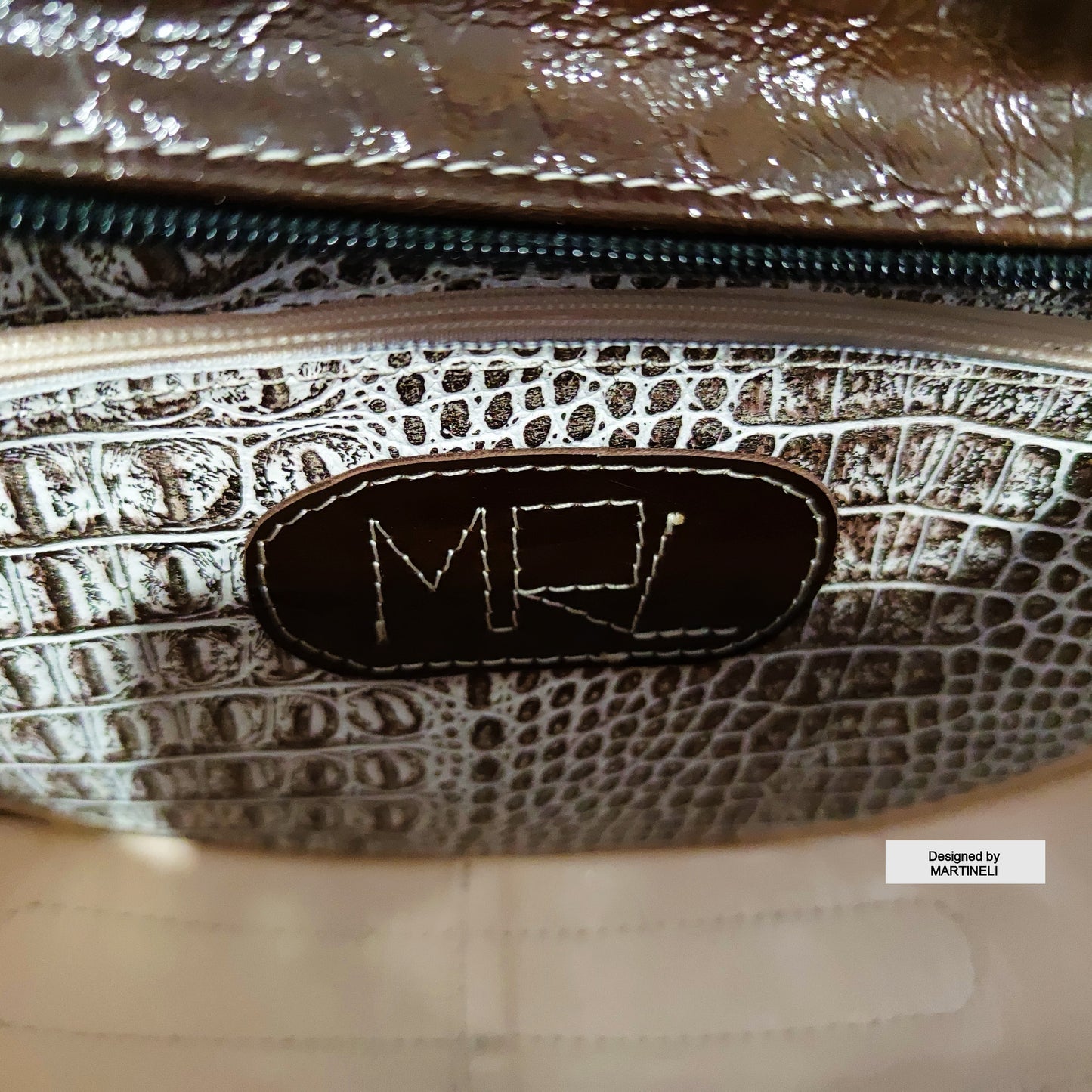 Brown Leather Shoulder Bag Luxury Croco Print Bag Elegant White Bag