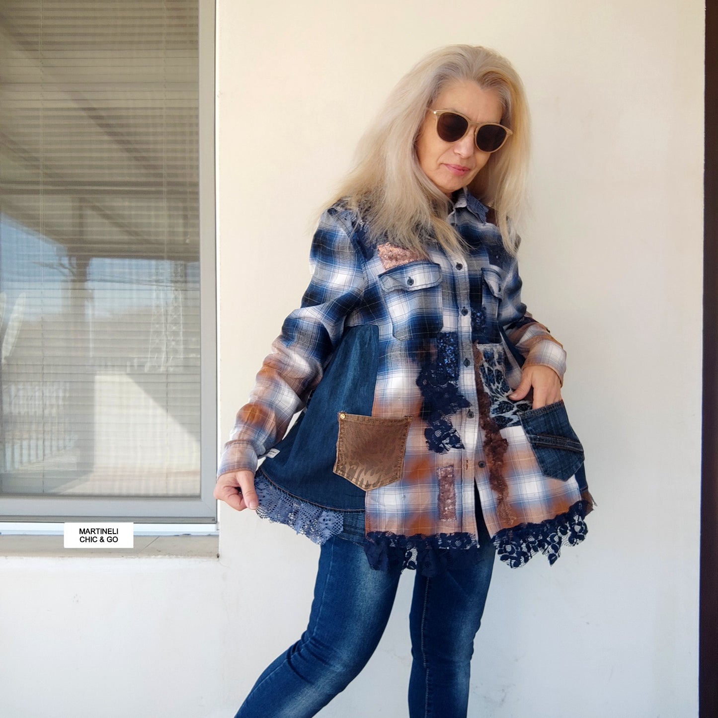 Denim Duster Dress,M/L Boho Shirt Dress,Embroidered Dress