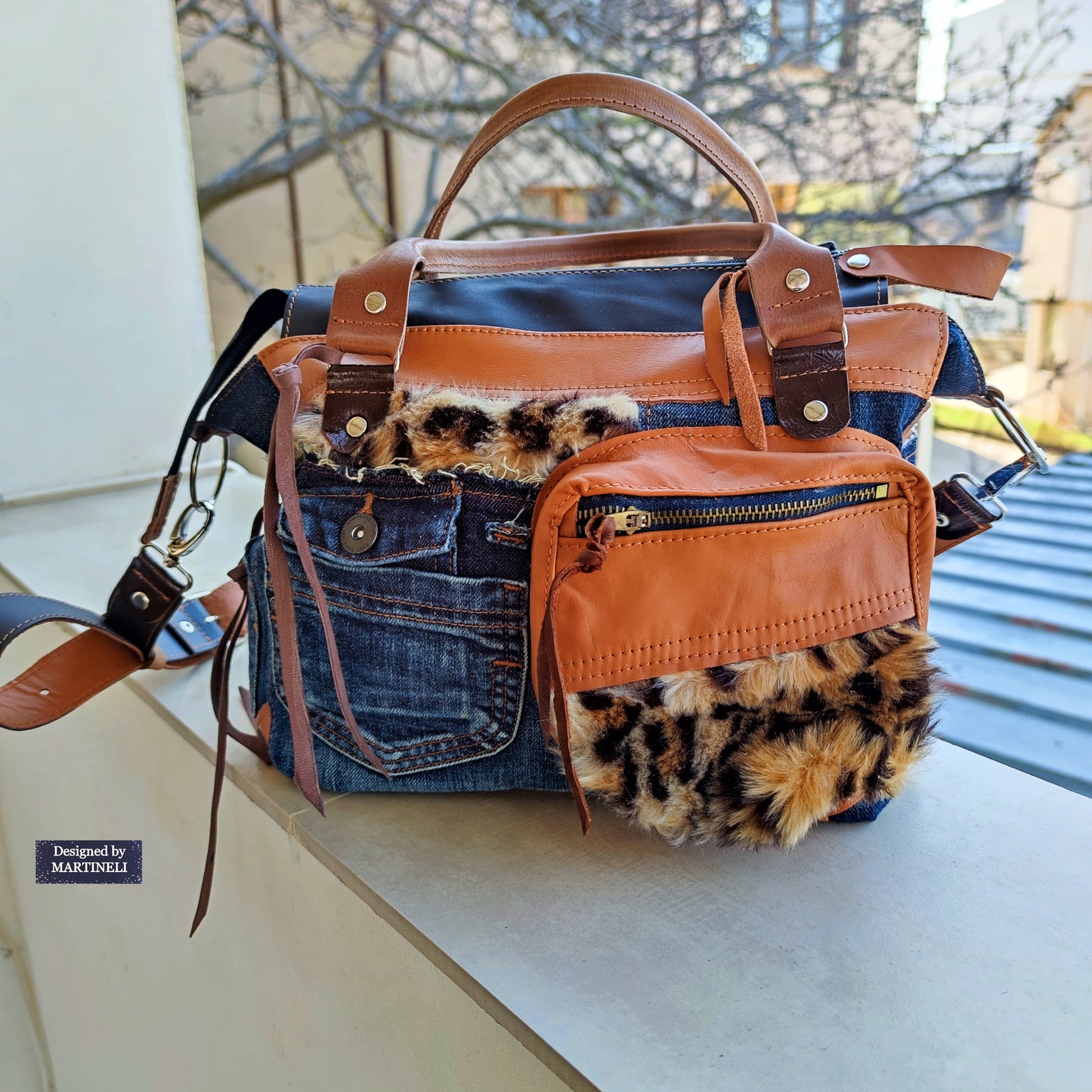 Brown Leather Shoulder Bag Leopard Print Hand Bag Luxury Jean Bag Boho