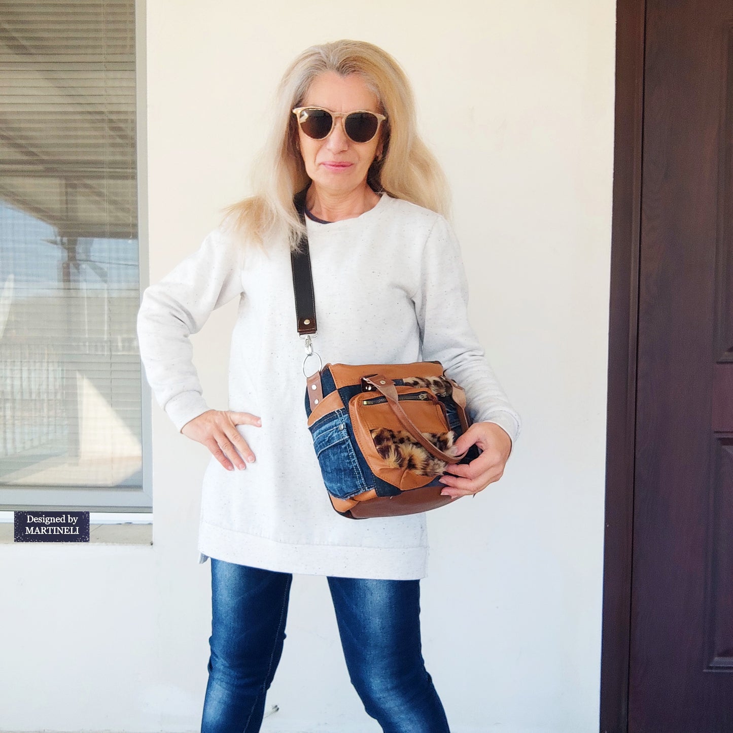 Brown Leather Shoulder Bag Leopard Print Hand Bag Luxury Jean Bag Boho