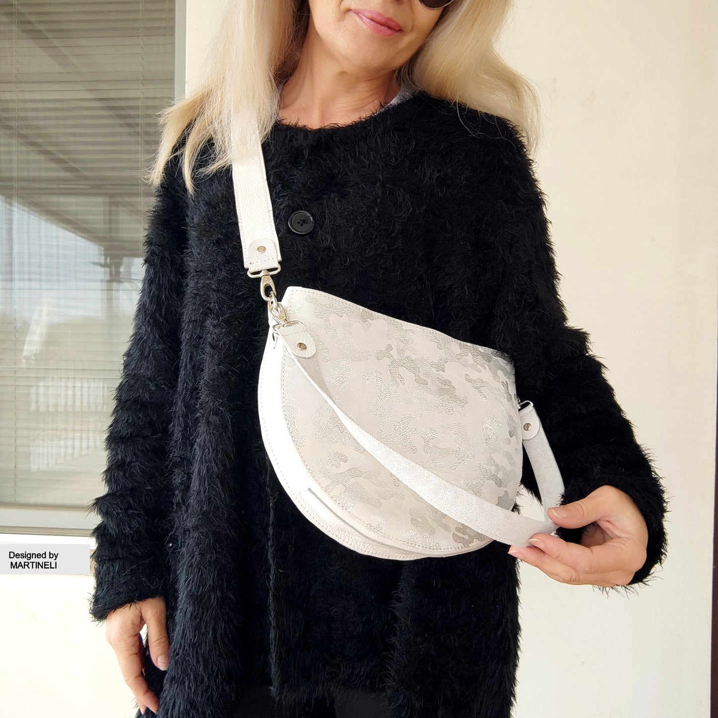 White Luxury Leather Bag Camouflage Shoulder Bag Elegant Camo Bag