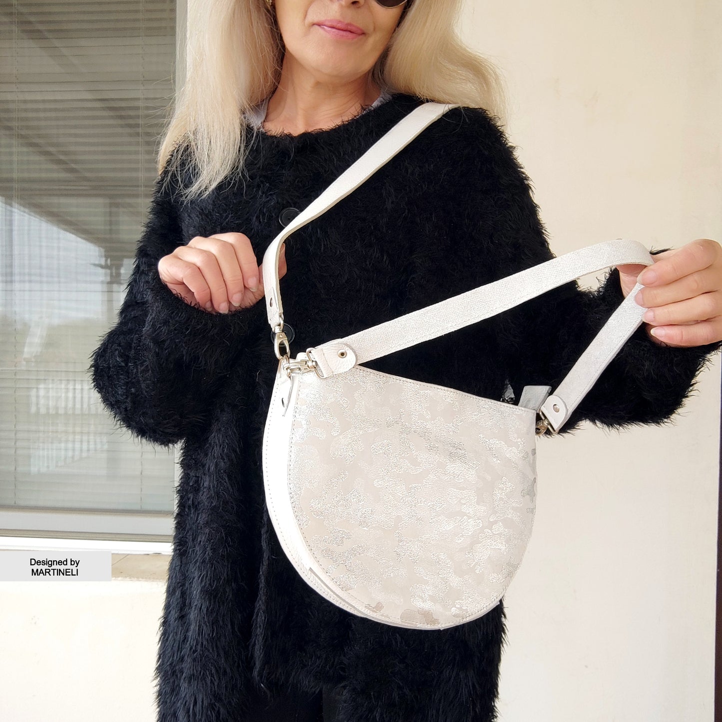 White Luxury Leather Bag Camouflage Shoulder Bag Elegant Camo Bag