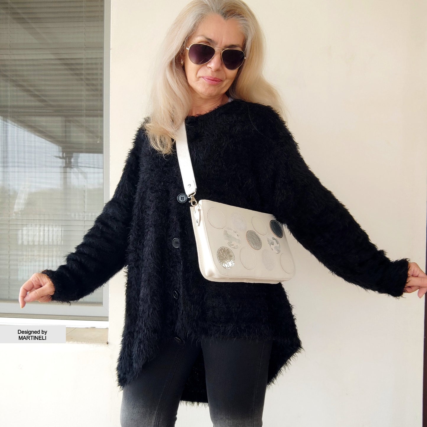 White Leather Shoulder Bag Luxury Mini Crossbody Bag Elegant Bag