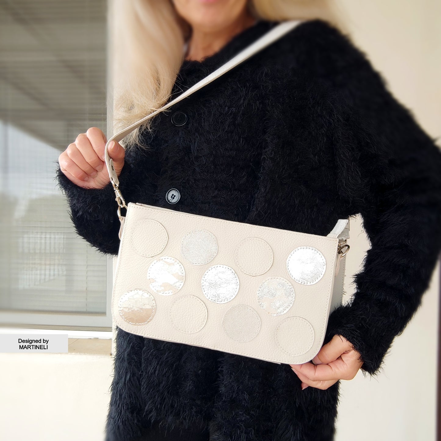 White Leather Shoulder Bag Luxury Mini Crossbody Bag Elegant Bag