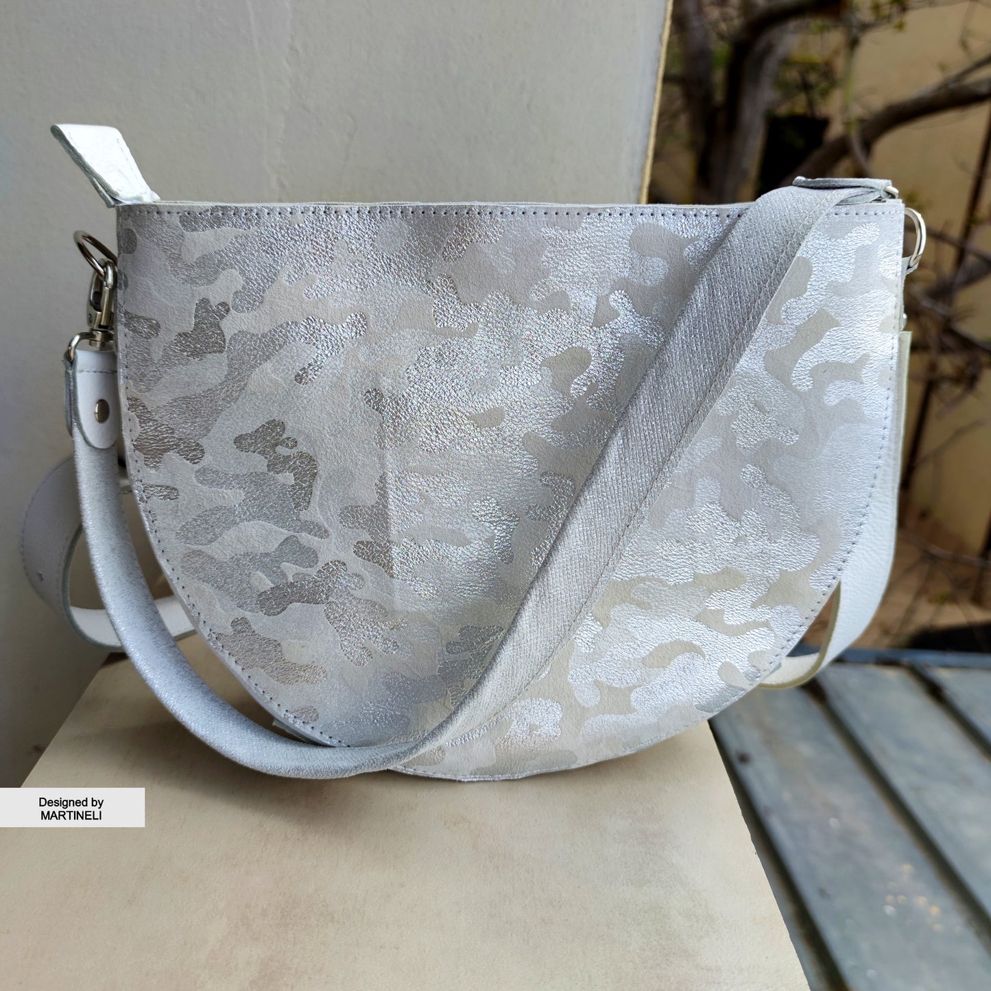 White Luxury Leather Bag Camouflage Shoulder Bag Elegant Camo Bag