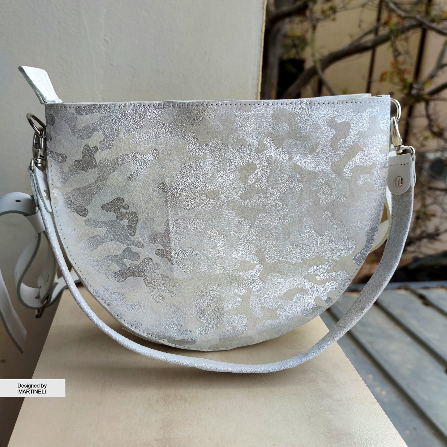 White Luxury Leather Bag Camouflage Shoulder Bag Elegant Camo Bag