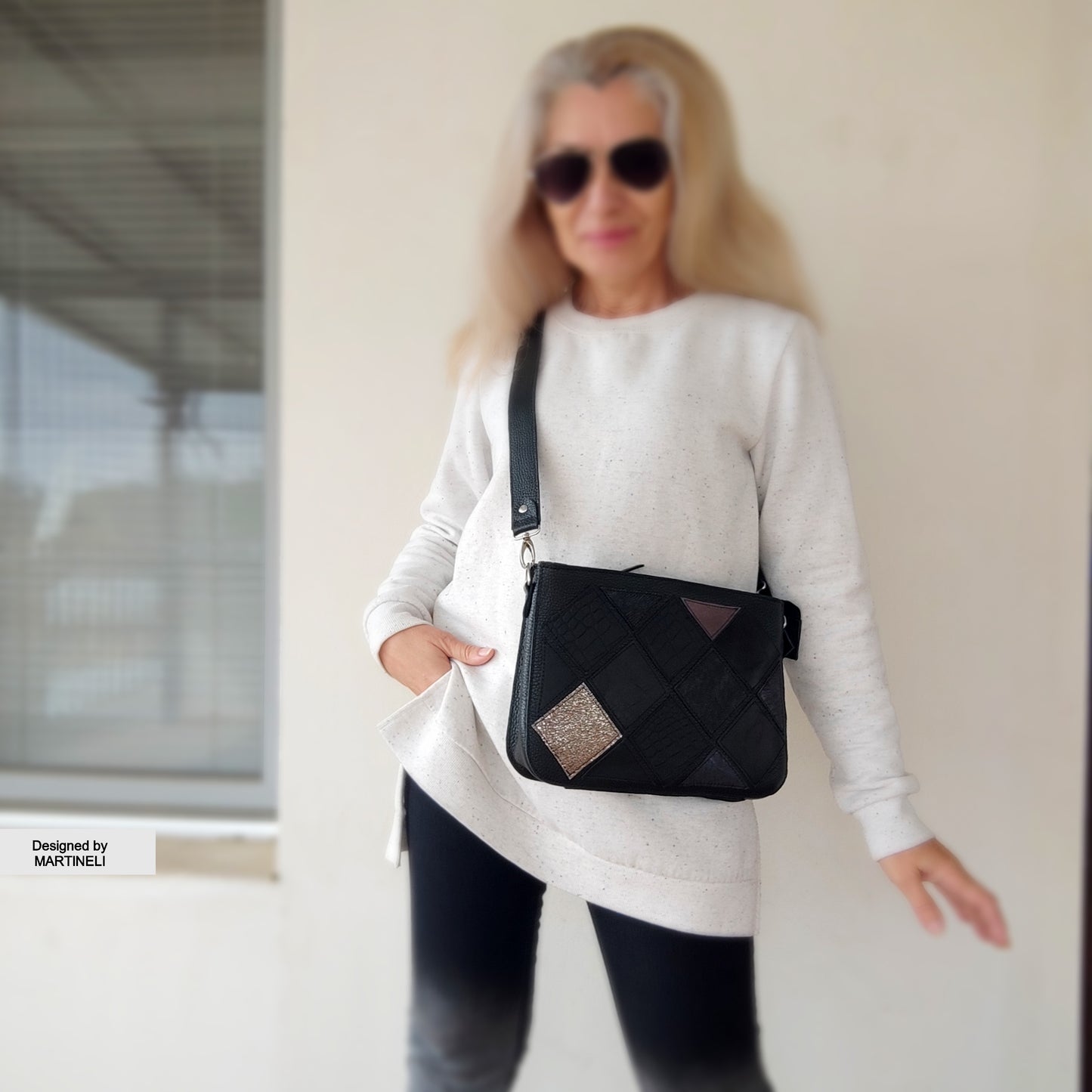 Black Leather Shoulder Bag Luxury Mini Leather Crossbody Bag Elegant Bag