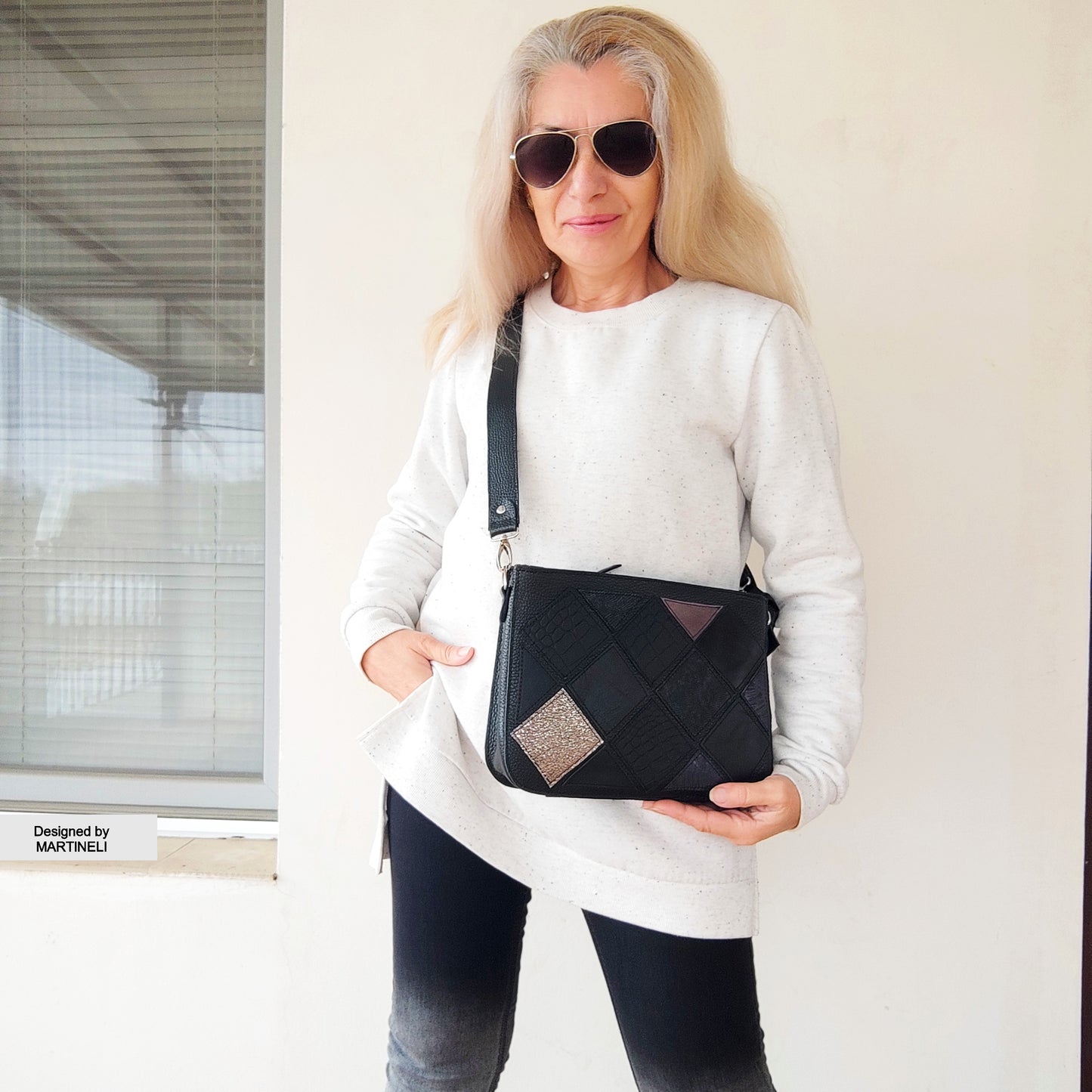 Black Leather Shoulder Bag Luxury Mini Leather Crossbody Bag Elegant Bag