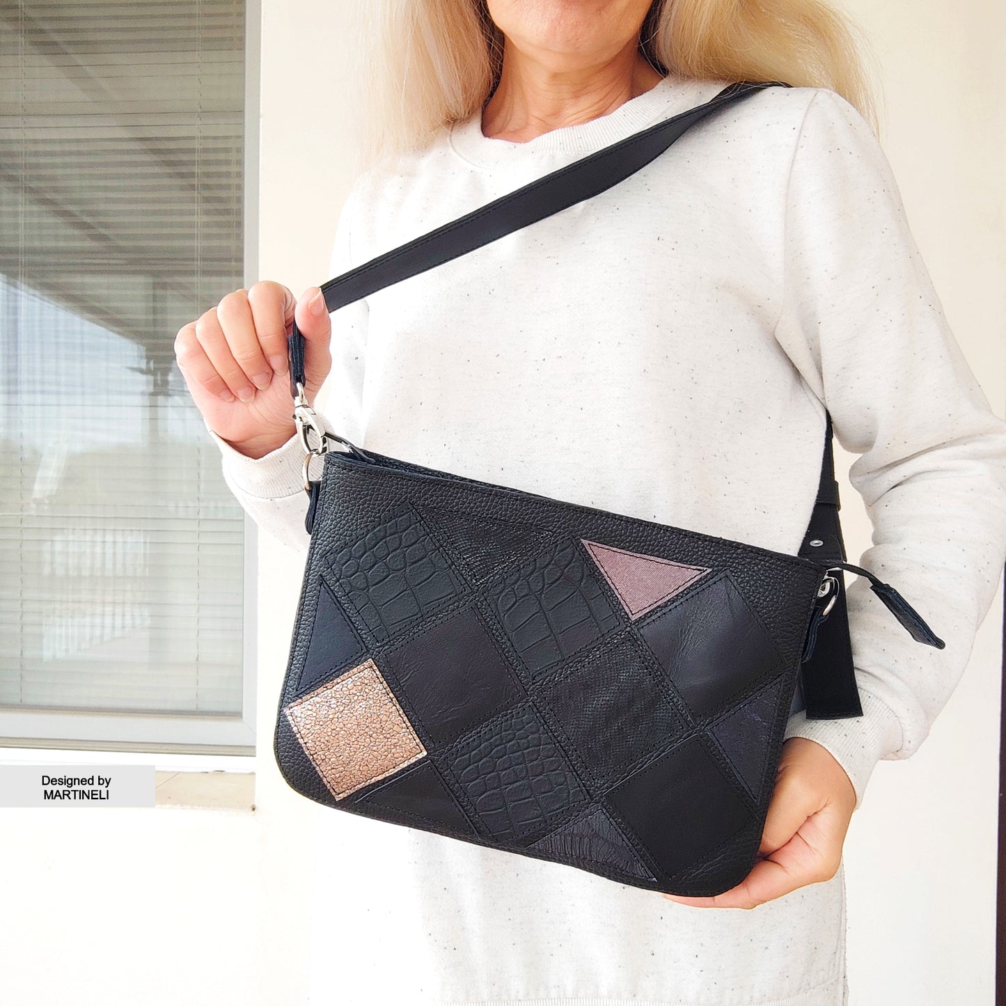 Black Leather Shoulder Bag Luxury Mini Leather Crossbody Bag Elegant Bag