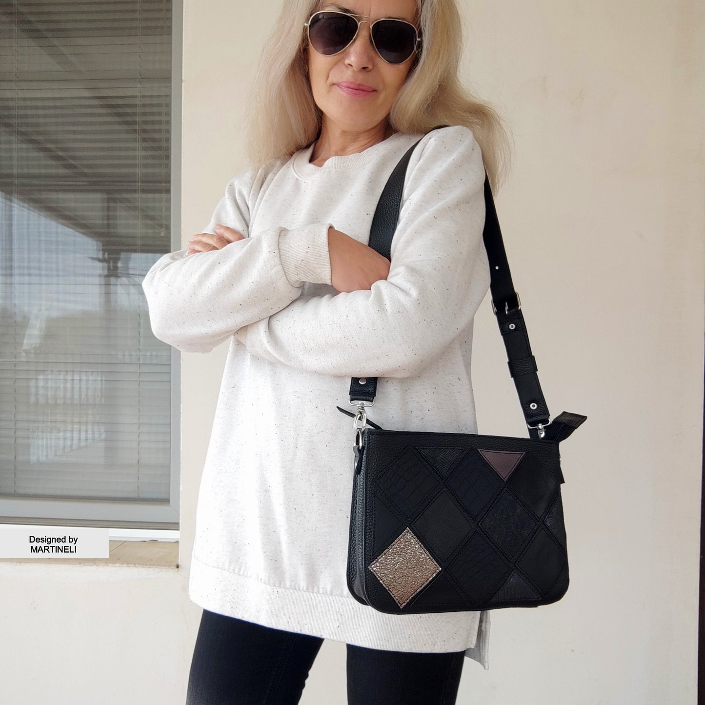 Black Leather Shoulder Bag Luxury Mini Leather Crossbody Bag Elegant Bag