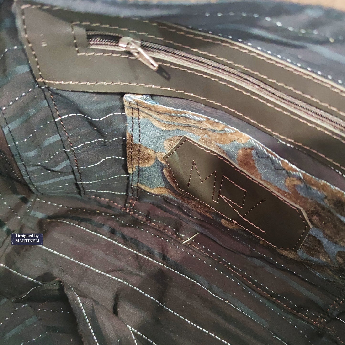 Brown Leather Shoulder Bag Floral Hand Bag Luxury Denim Purse Bag