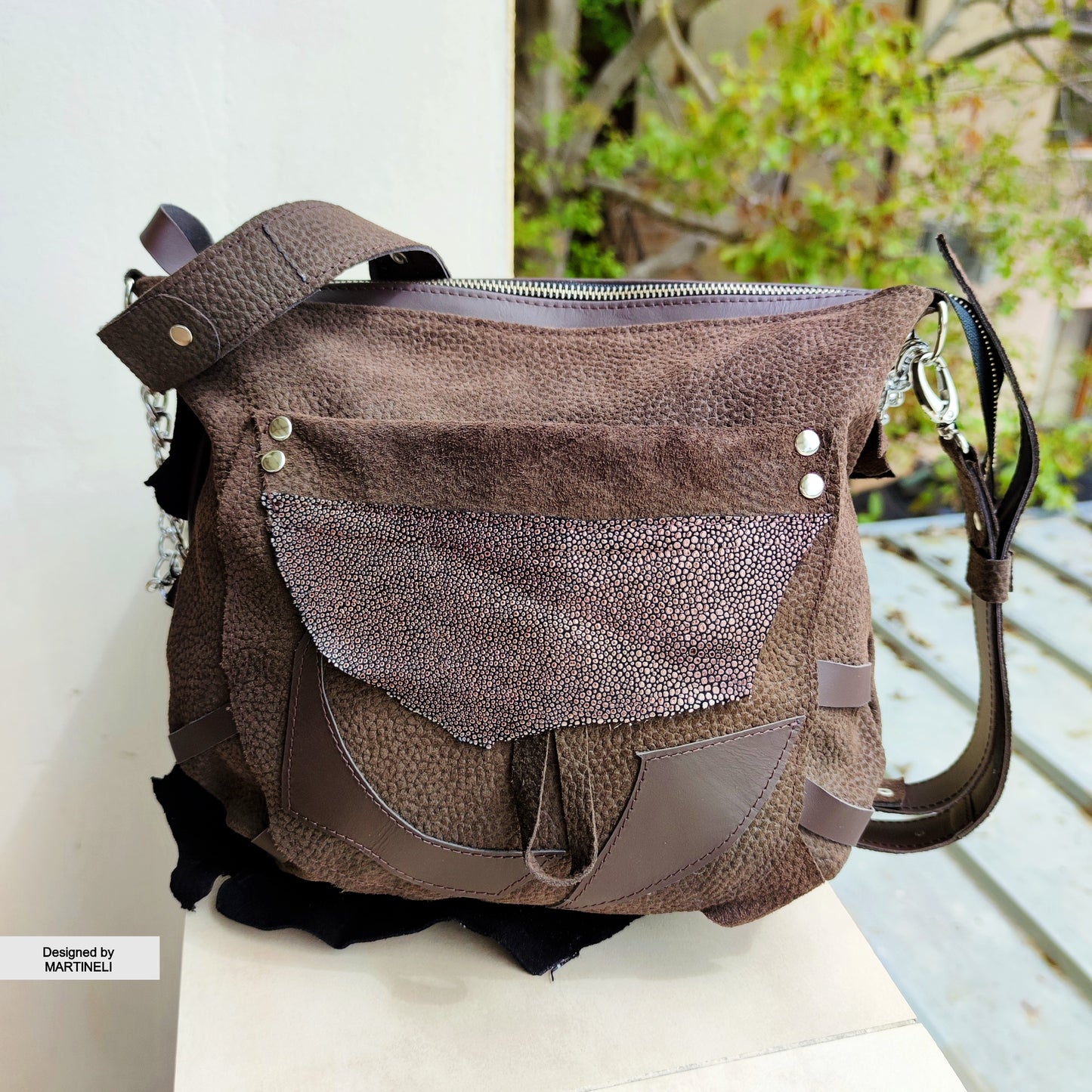 Brown Leather Shoulder Bag Luxury Hair-On Leather Bag Stylish Bag Women