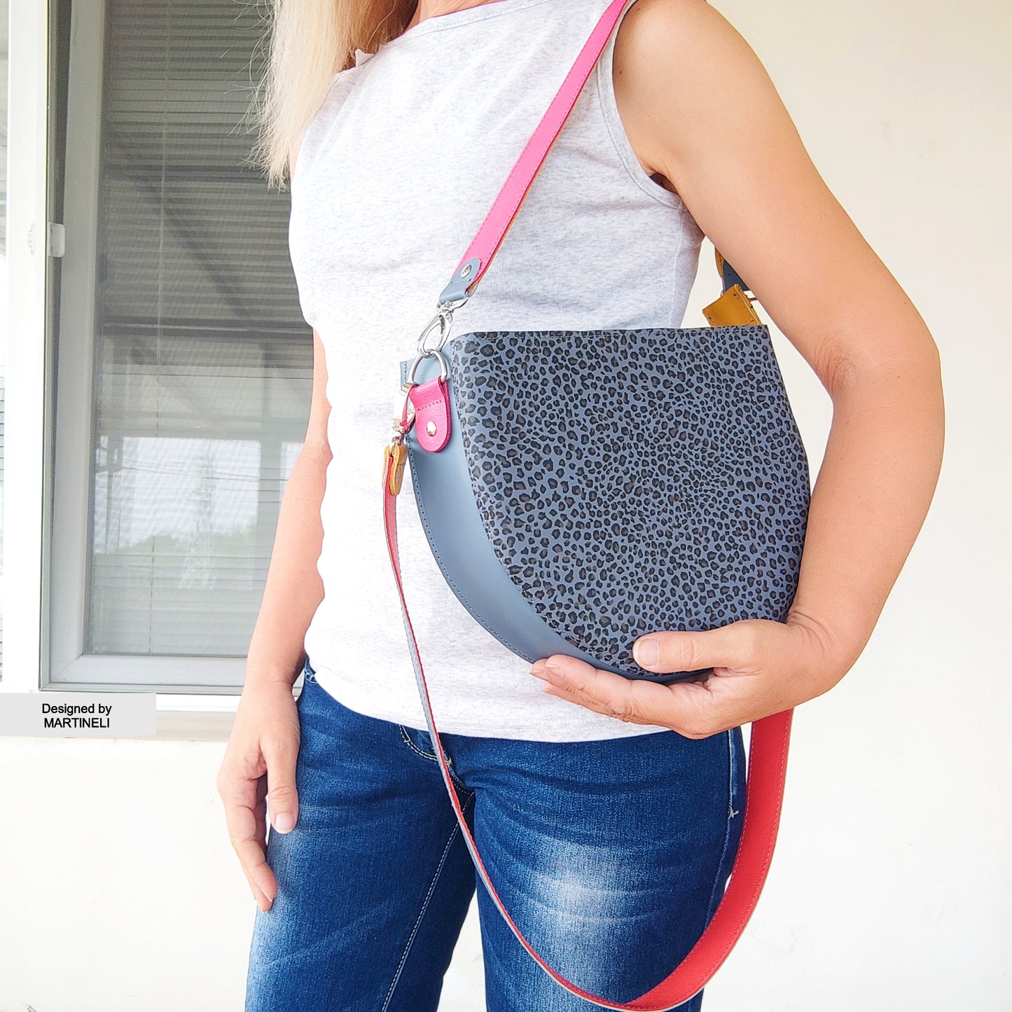 Animal Print Leather Bag-Elegant Shoulder Bag,Artsy Leather Crossbody Purse Handcrafted Everyday Bag Stylish Bag Luxury Colorful Medium Bag