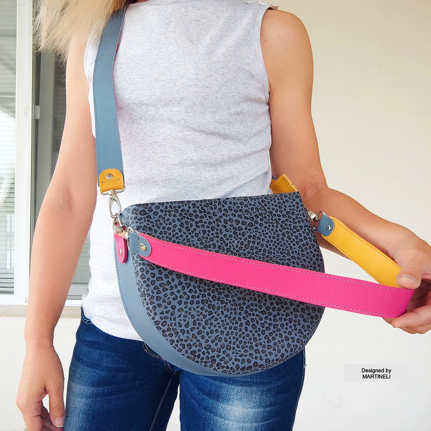 Animal Print Leather Bag-Elegant Shoulder Bag,Artsy Leather Crossbody Purse Handcrafted Everyday Bag Stylish Bag Luxury Colorful Medium Bag