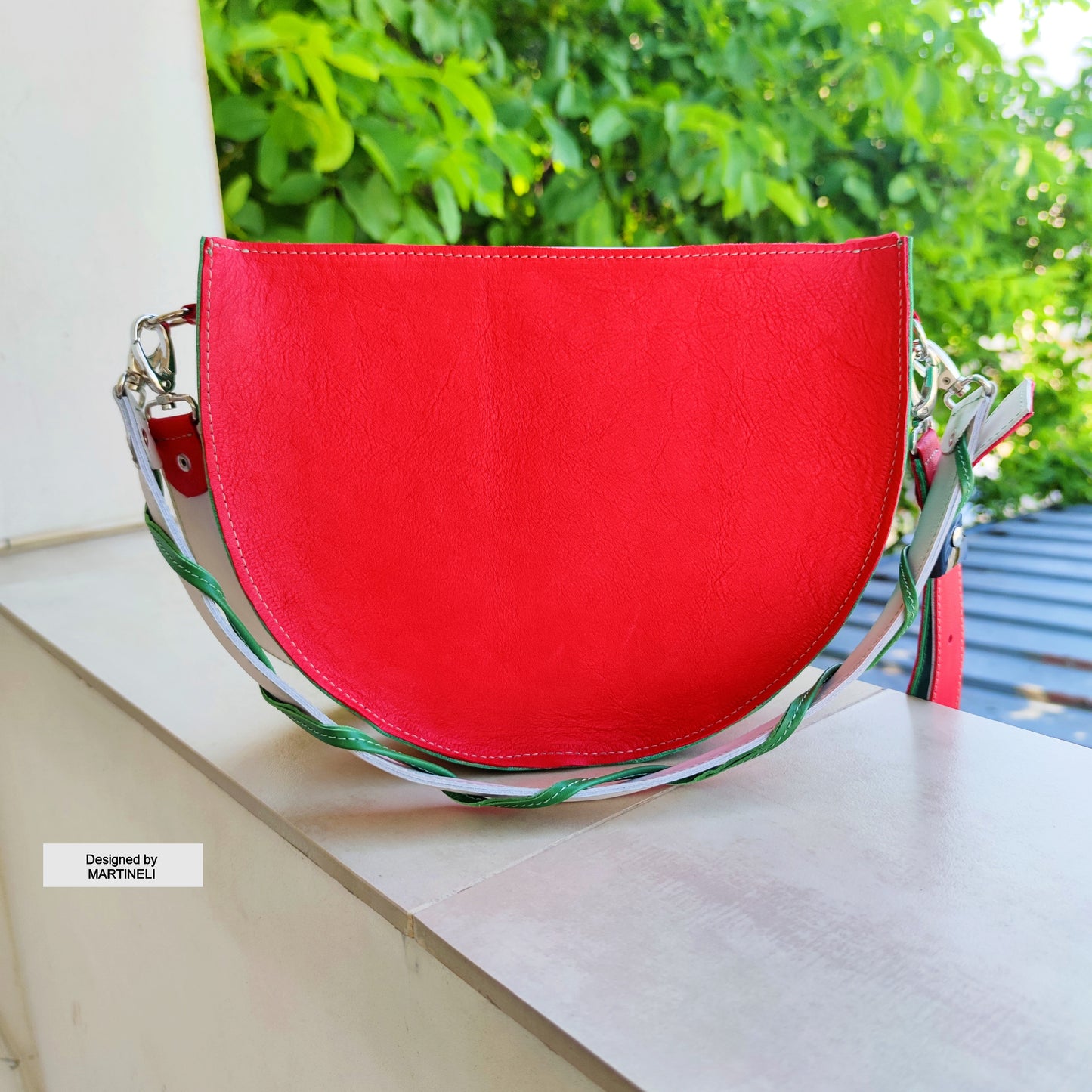 COLORFUL LEATHER SHOULDER BAG NATURAL LEATHER WATERMELON BAG