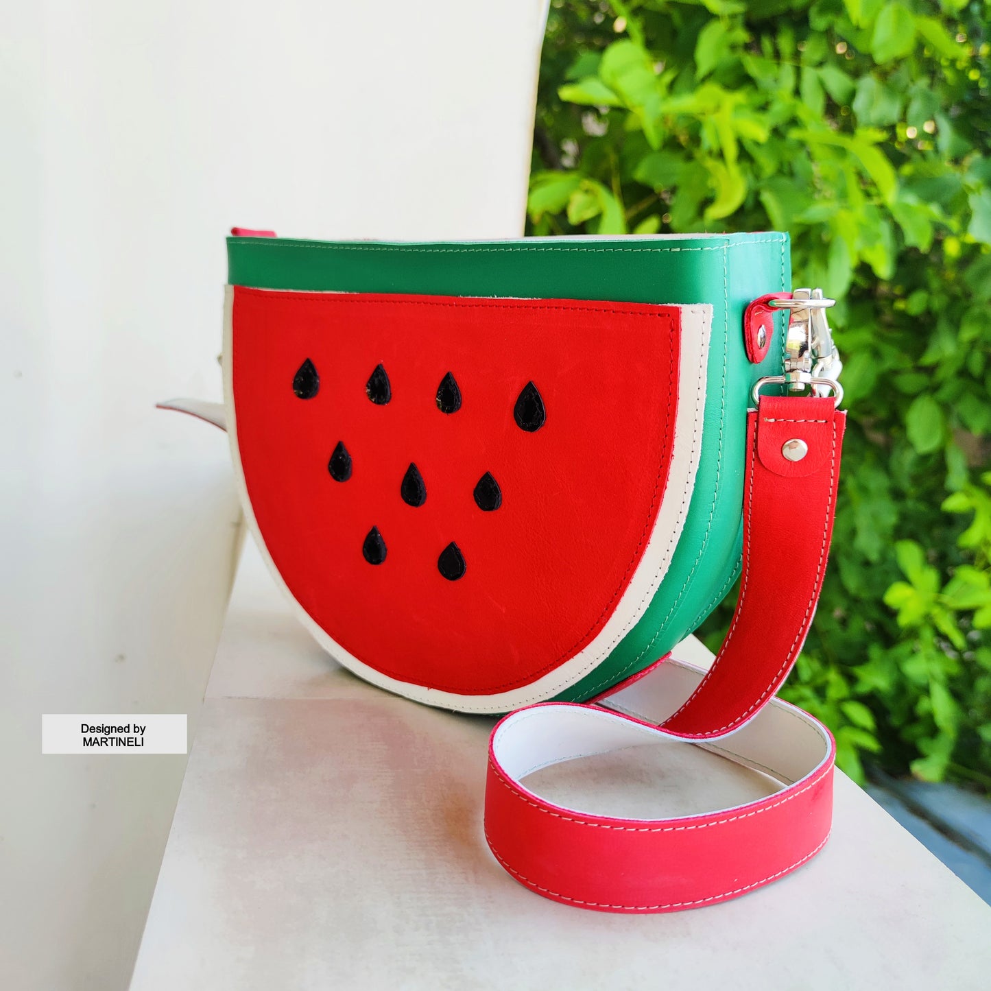 COLORFUL LEATHER SHOULDER BAG NATURAL LEATHER WATERMELON BAG