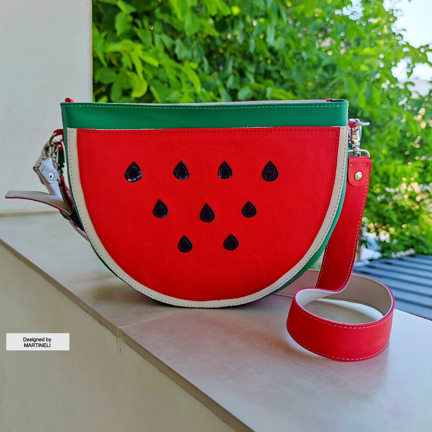 COLORFUL LEATHER SHOULDER BAG NATURAL LEATHER WATERMELON BAG