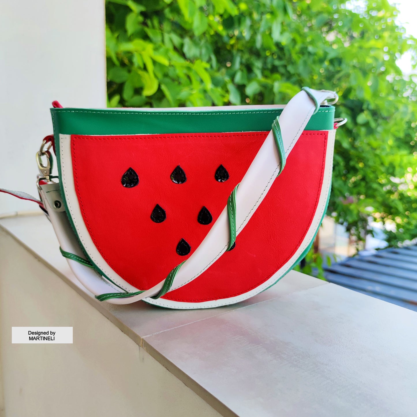 COLORFUL LEATHER SHOULDER BAG NATURAL LEATHER WATERMELON BAG