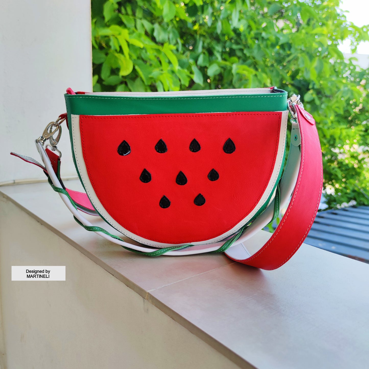 COLORFUL LEATHER SHOULDER BAG NATURAL LEATHER WATERMELON BAG