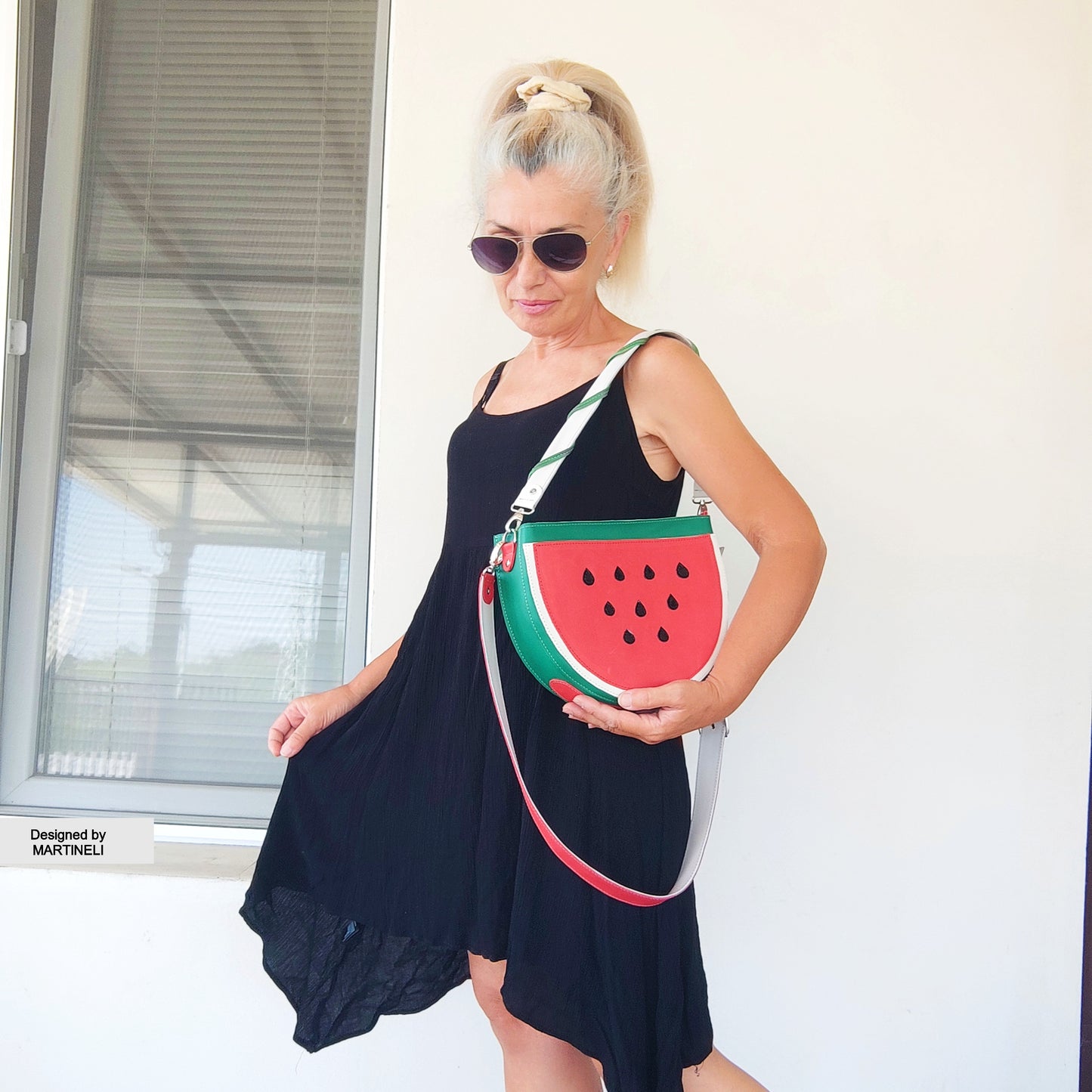 COLORFUL LEATHER SHOULDER BAG NATURAL LEATHER WATERMELON BAG