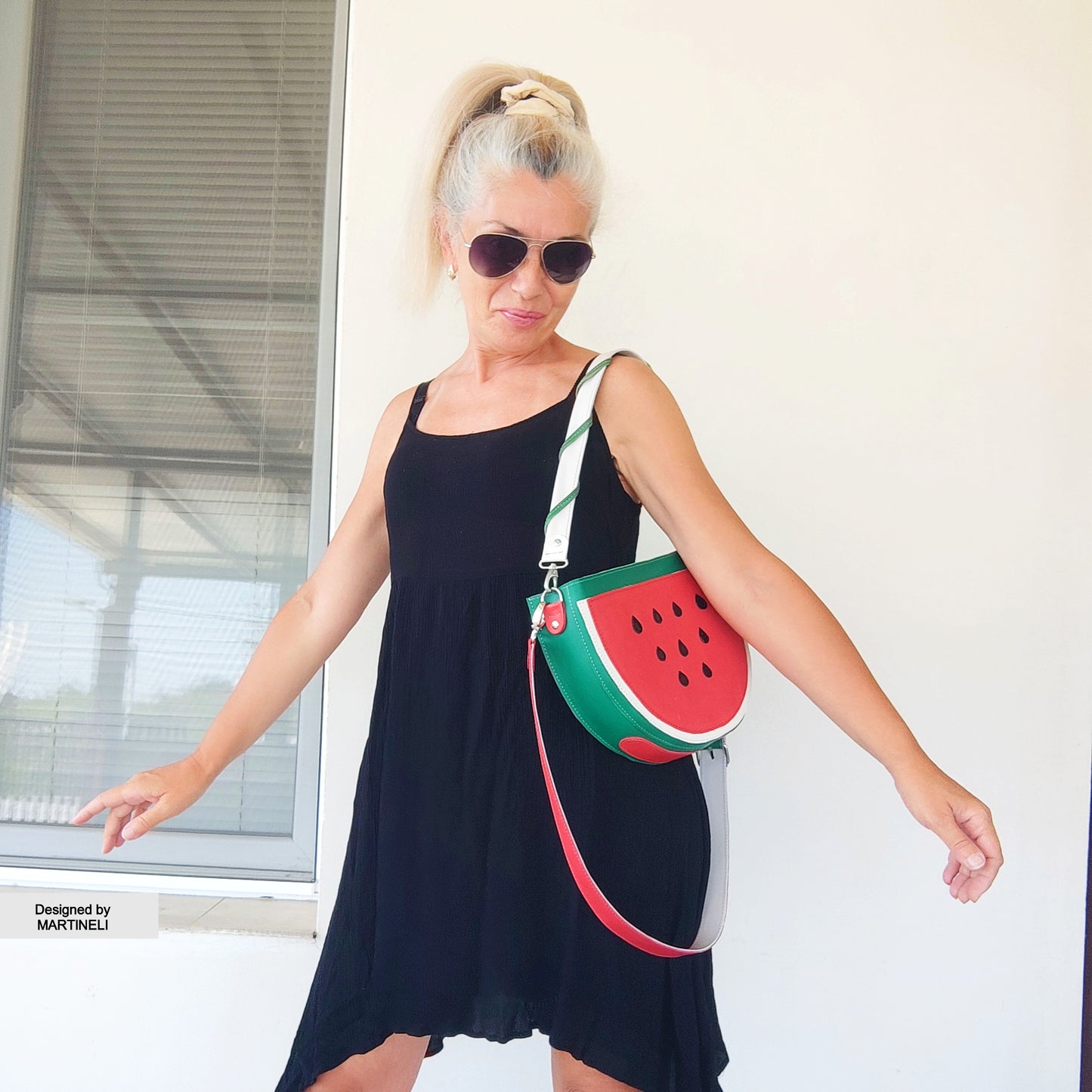 COLORFUL LEATHER SHOULDER BAG NATURAL LEATHER WATERMELON BAG