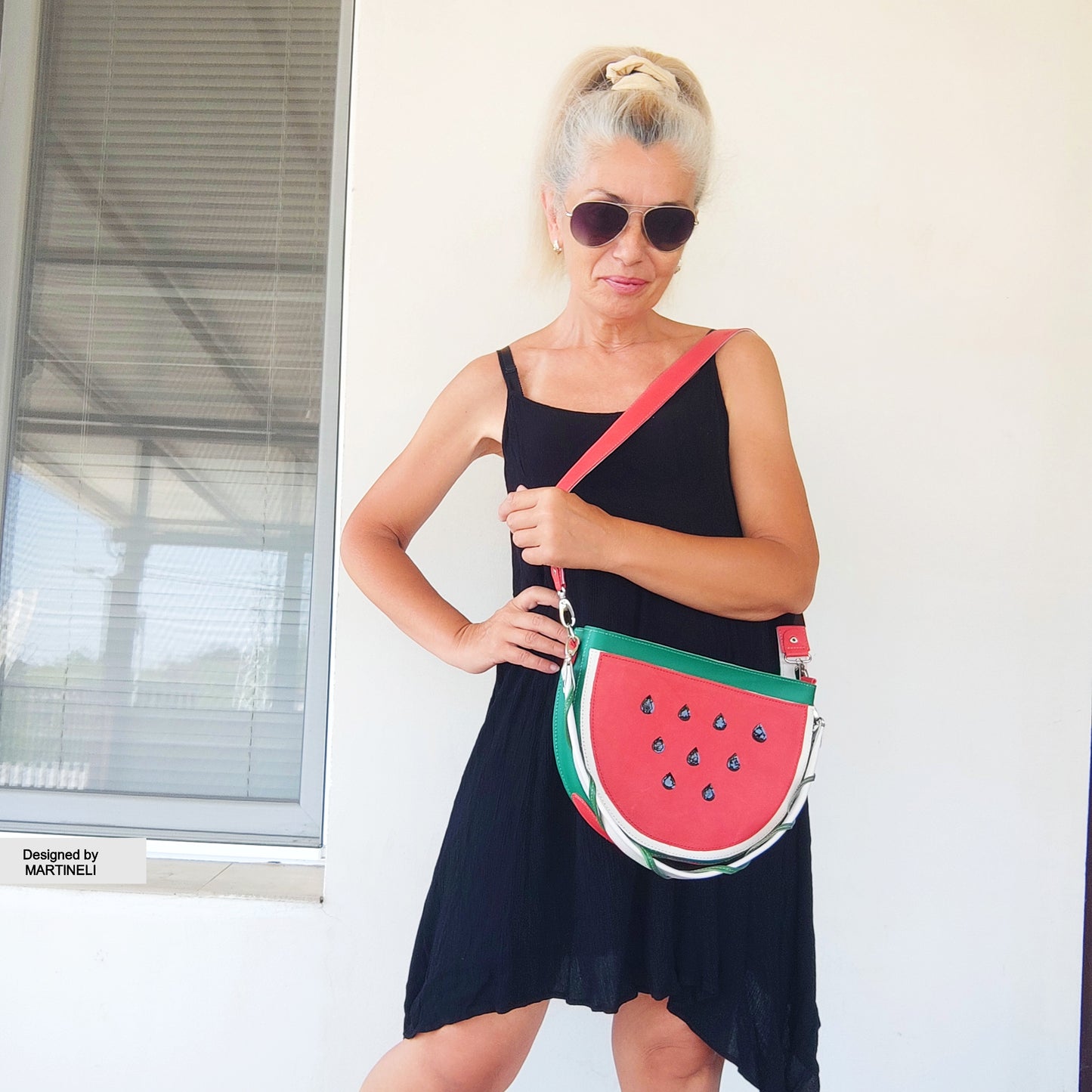 COLORFUL LEATHER SHOULDER BAG NATURAL LEATHER WATERMELON BAG