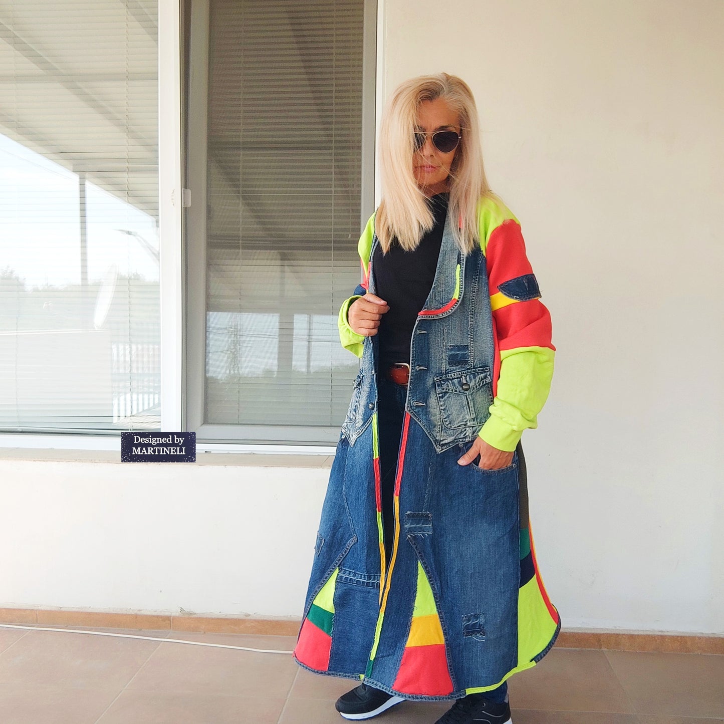 Plus Size Patchwork Denim Jacket: Upcycled 3XL Boho Jean Jacket