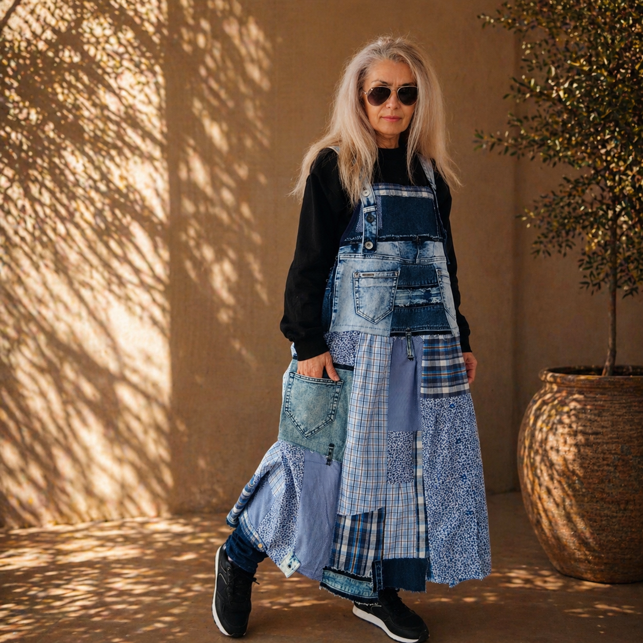 Plus Size Denim Pinafore Dress 3XL Long Denim Dungarees for Women Boho – MARTINELI2