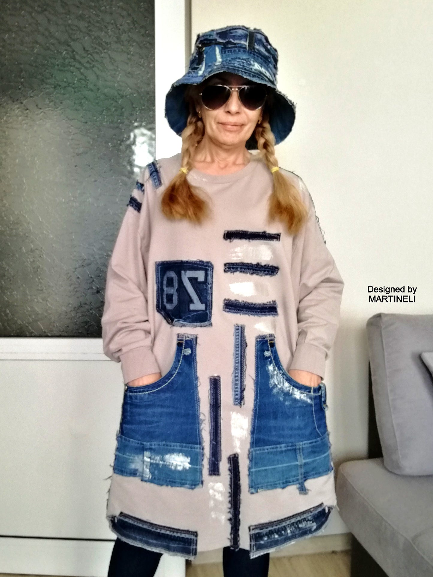Plus Size Sweatshirt Dress 3XL Boho Denim Outfits for Women