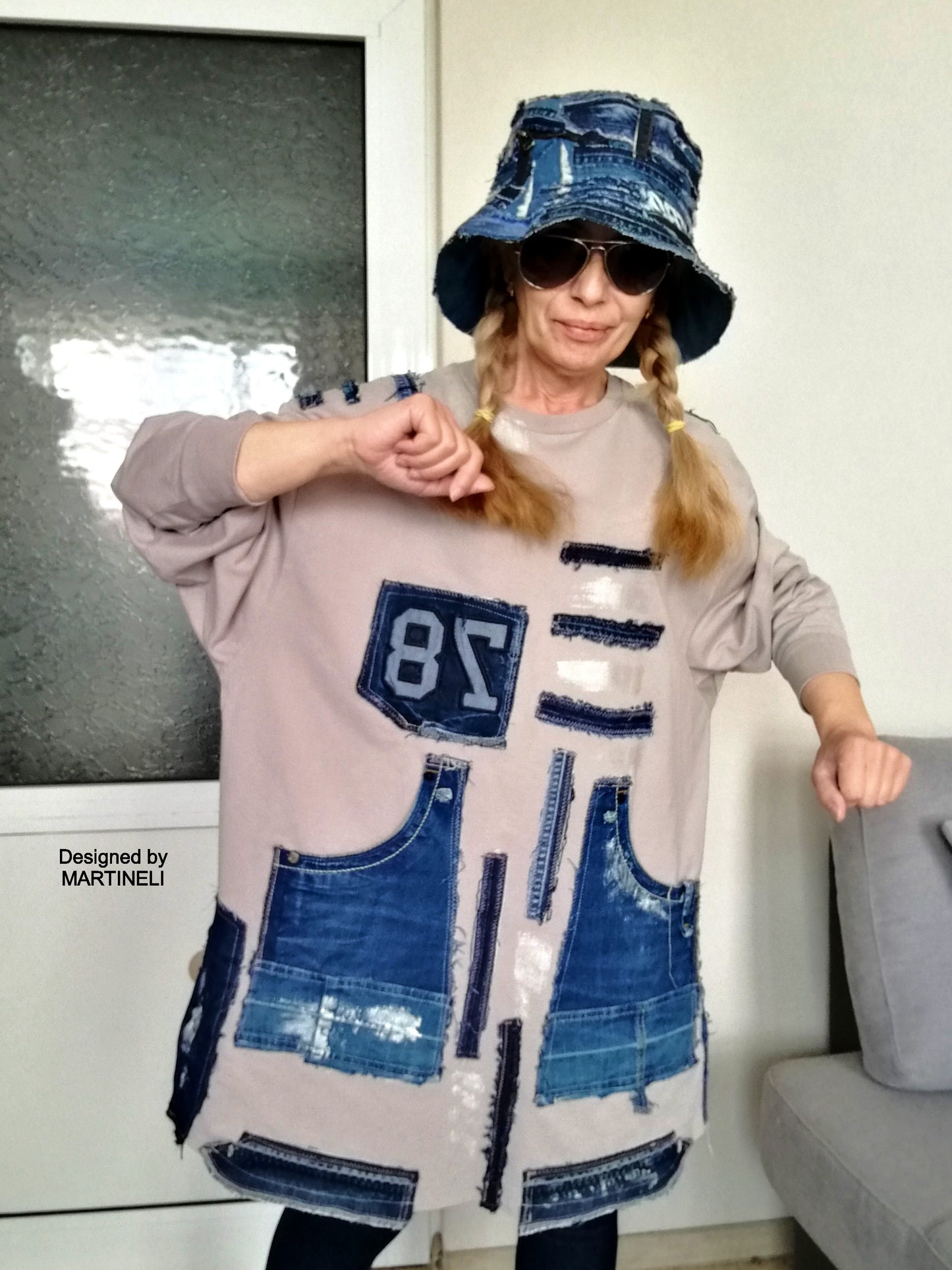 Plus Size Sweatshirt Dress 3XL Boho Denim Outfits for Women