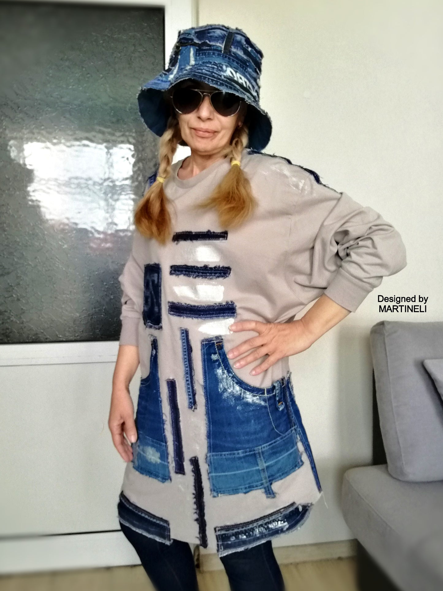 Plus Size Sweatshirt Dress 3XL Boho Denim Outfits for Women