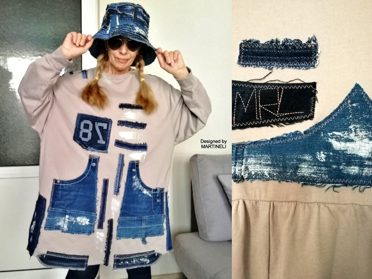 Plus Size Sweatshirt Dress 3XL Boho Denim Outfits for Women