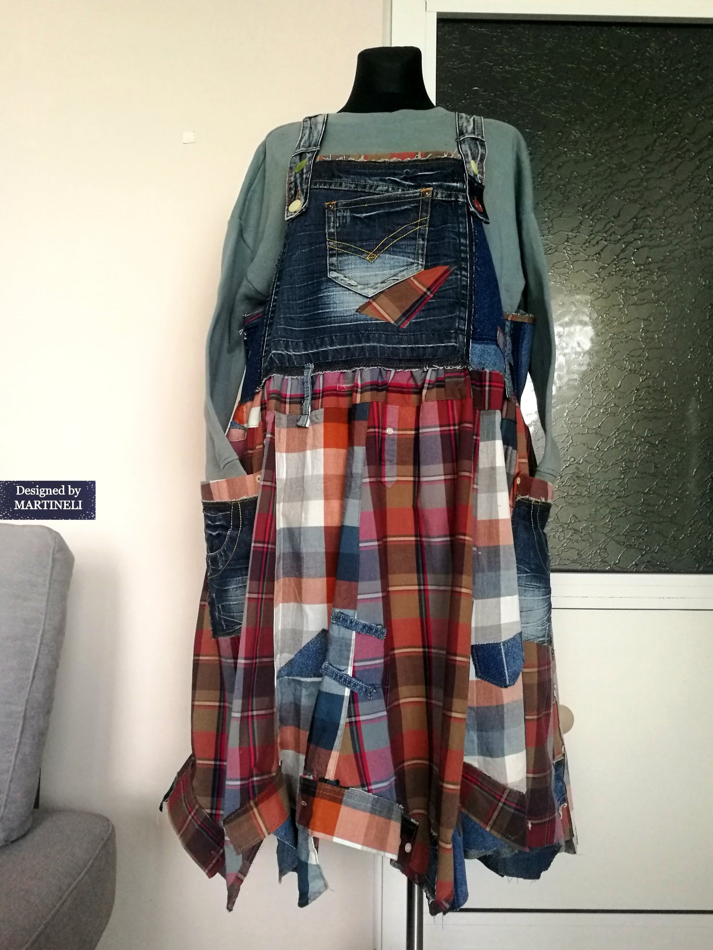 Plus Size Denim Overall Dress 3XL Long Pinafore Dress