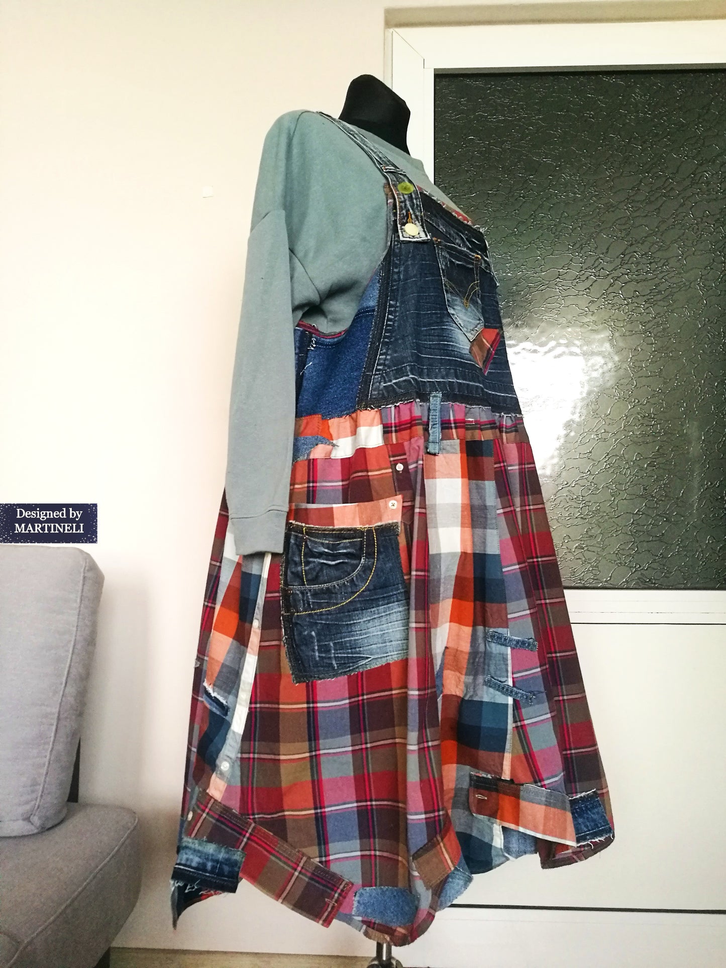 Plus Size Denim Overall Dress 3XL Long Pinafore Dress