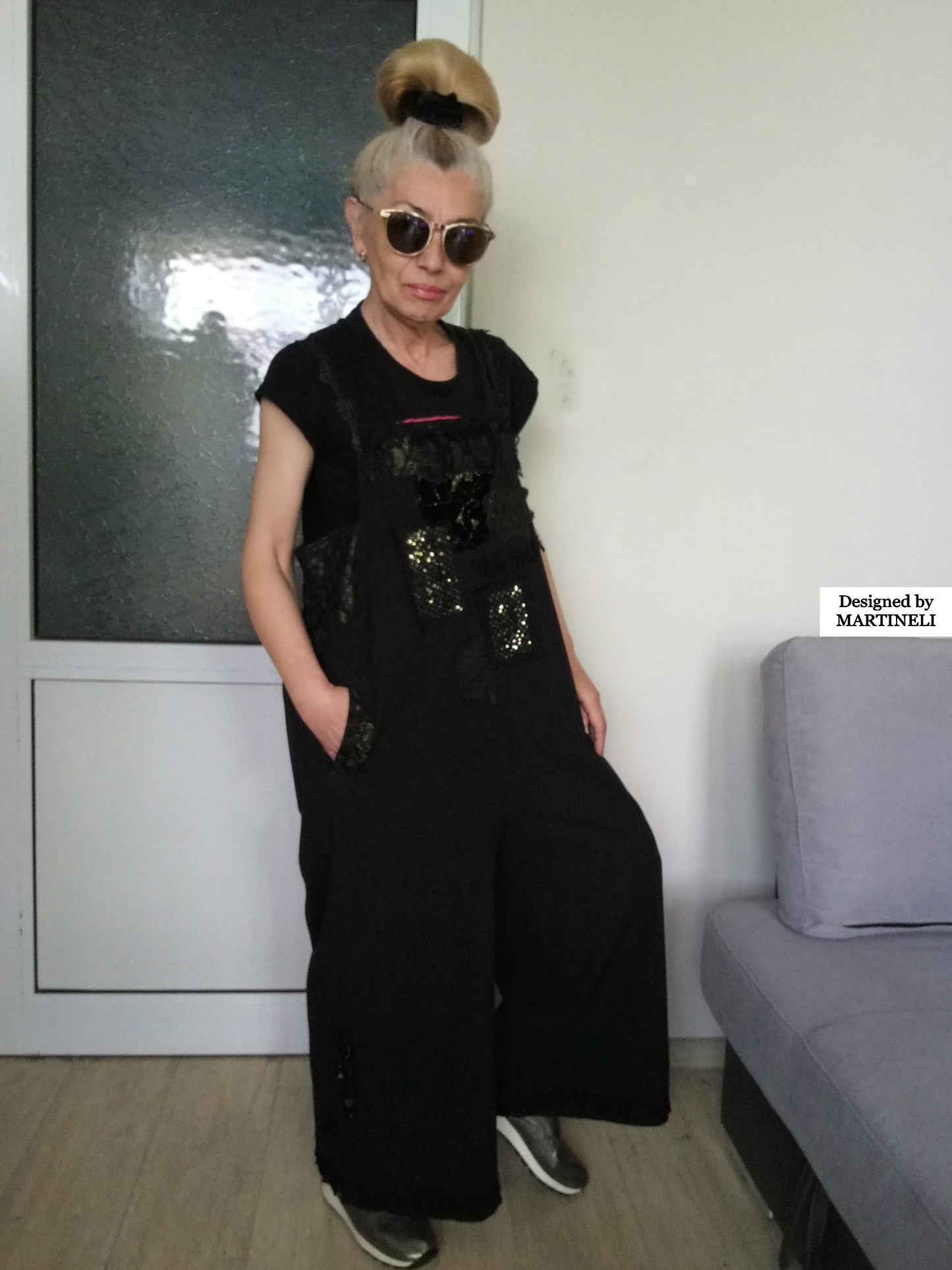 Plus Size Black Jumpsuit XL/2XL Loose Summer Overall