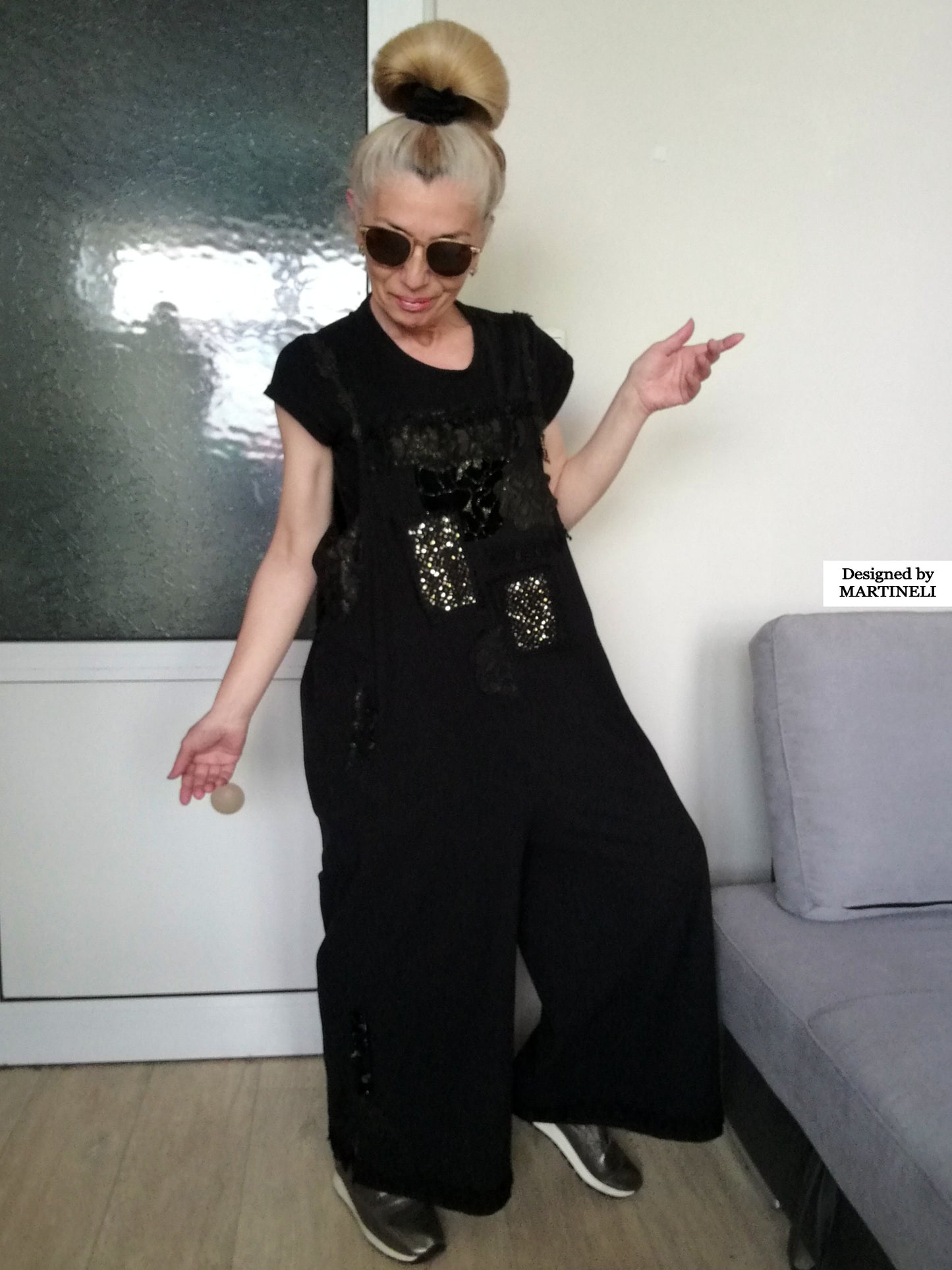 Plus Size Black Jumpsuit XL/2XL Loose Summer Overall