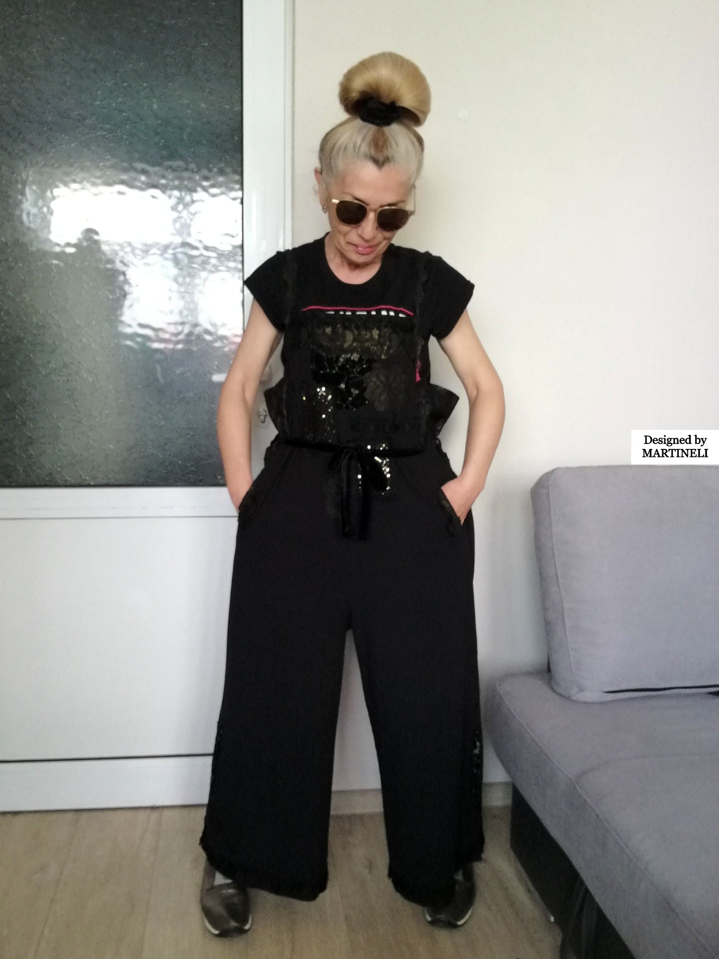 Plus Size Black Jumpsuit XL/2XL Loose Summer Overall