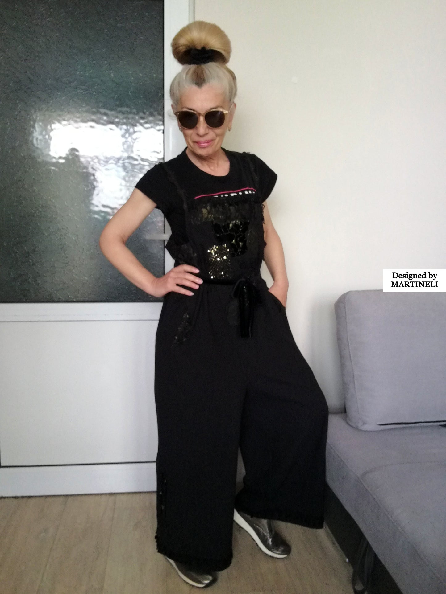Plus Size Black Jumpsuit XL/2XL Loose Summer Overall