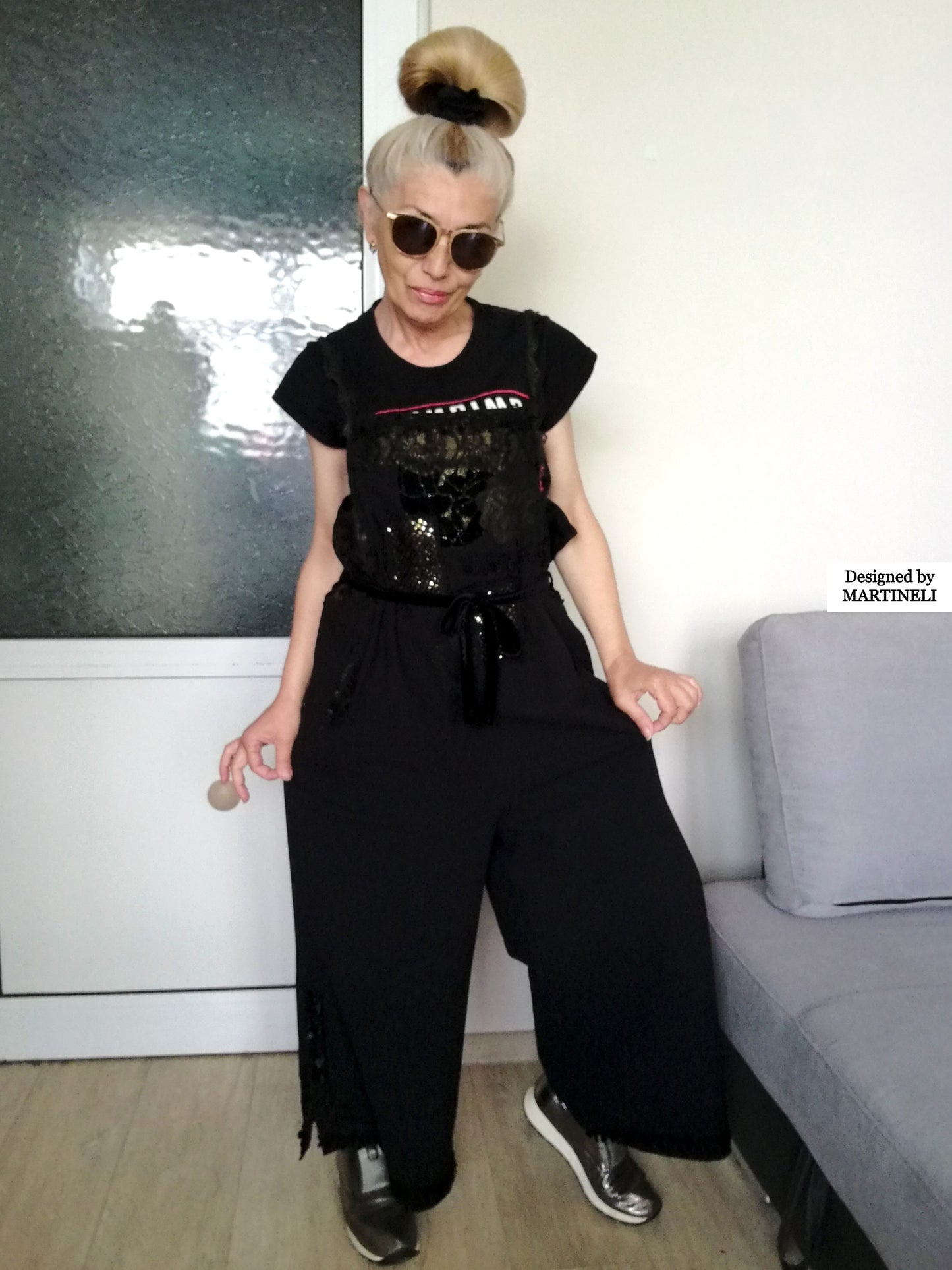 Plus Size Black Jumpsuit XL/2XL Loose Summer Overall