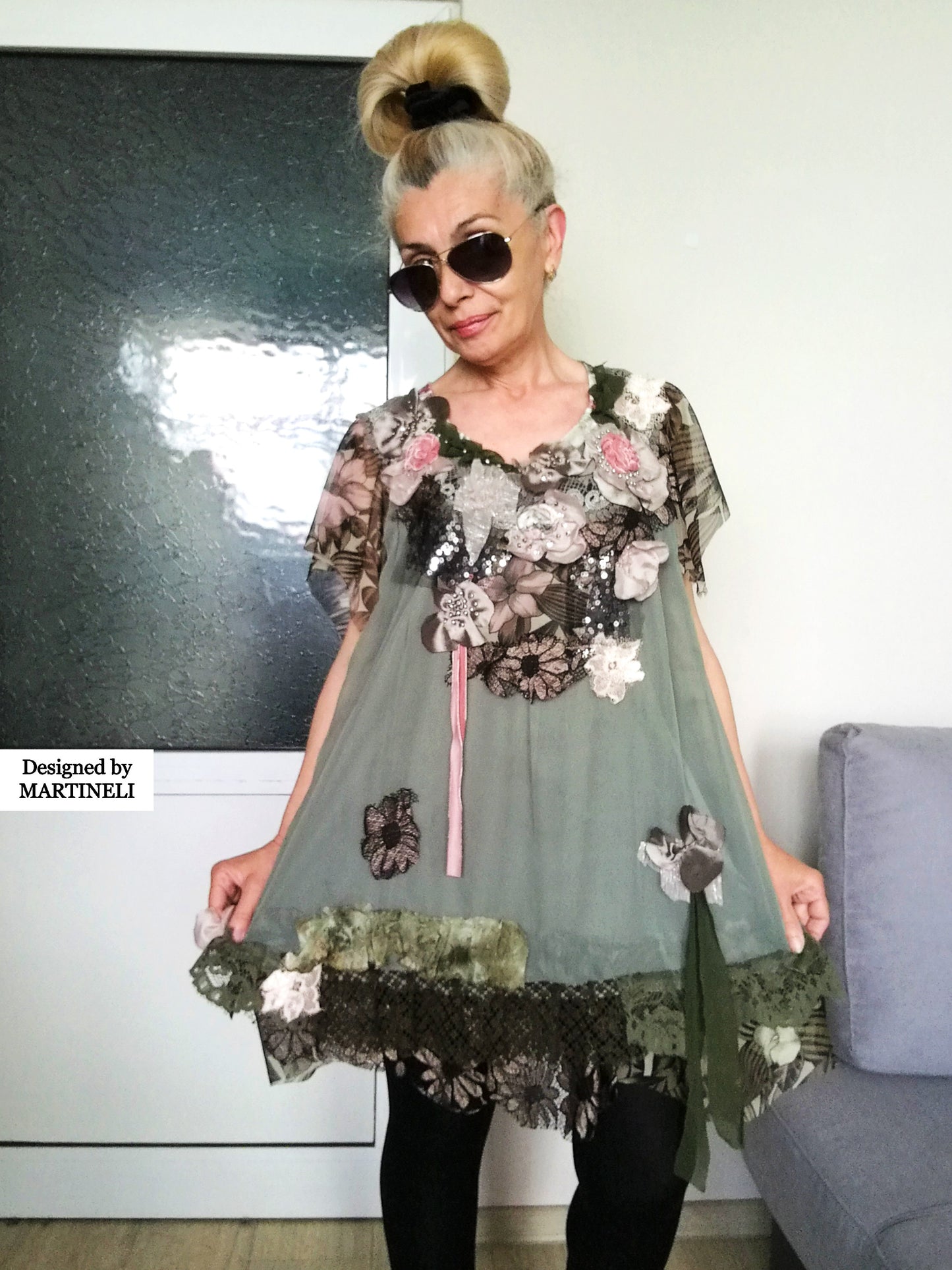 Boho Summer Dress XL Embroidered Floral Dress for Women