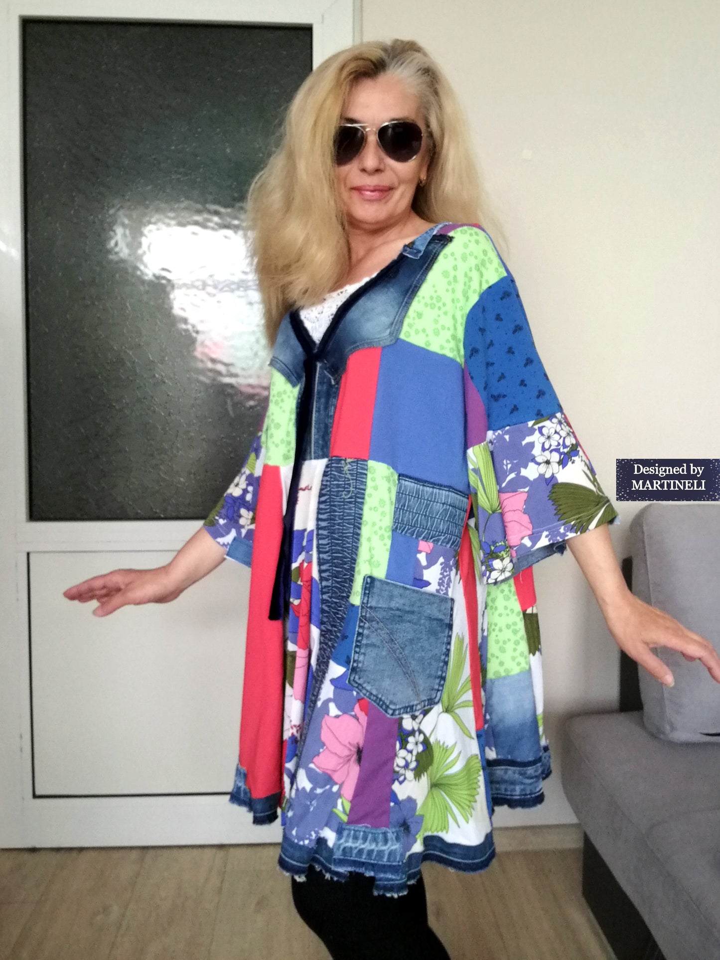 Plus Size Floral Dress 3XL Maxi Summer Denim Dress