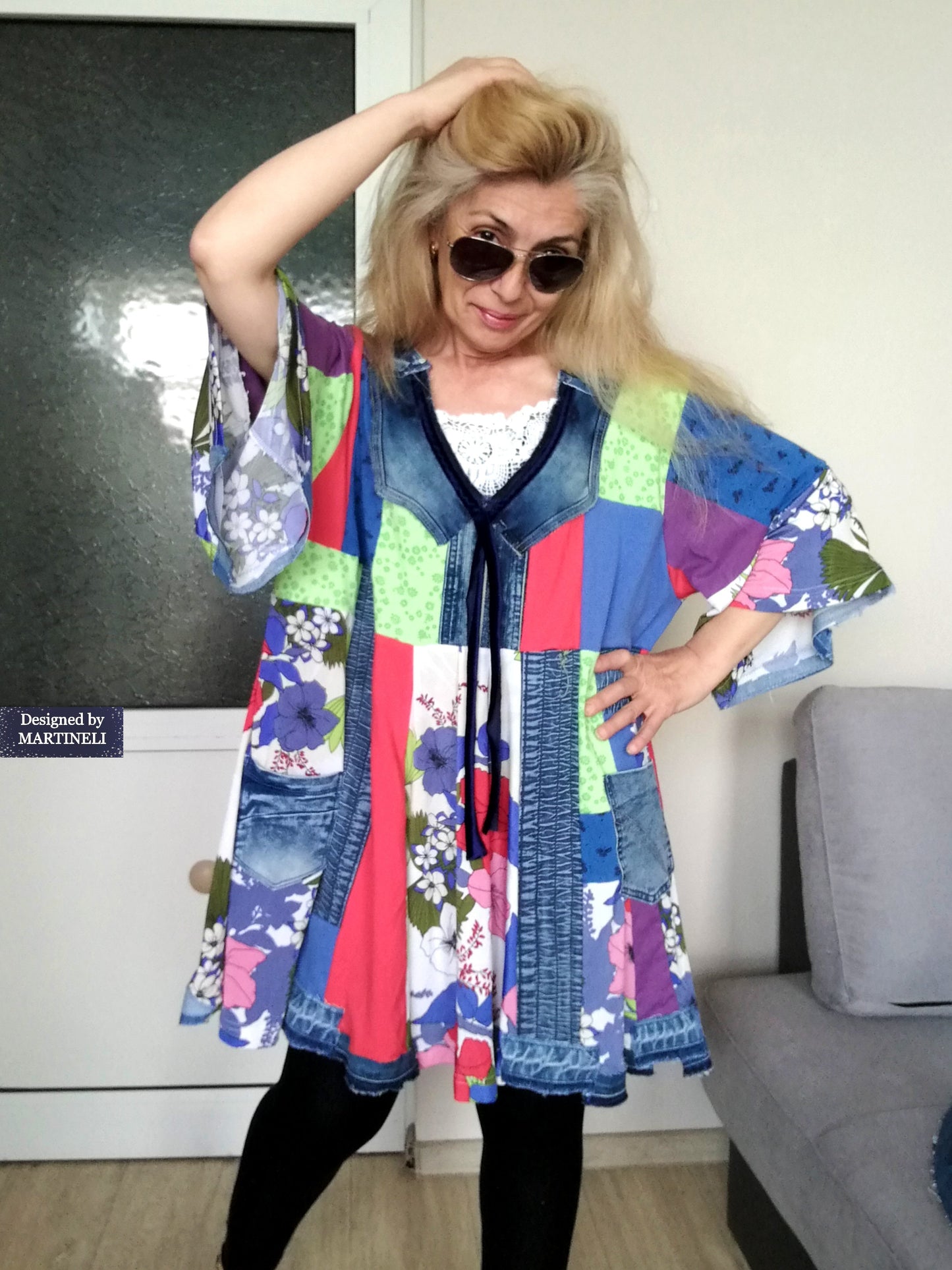 Plus Size Floral Dress 3XL Maxi Summer Denim Dress