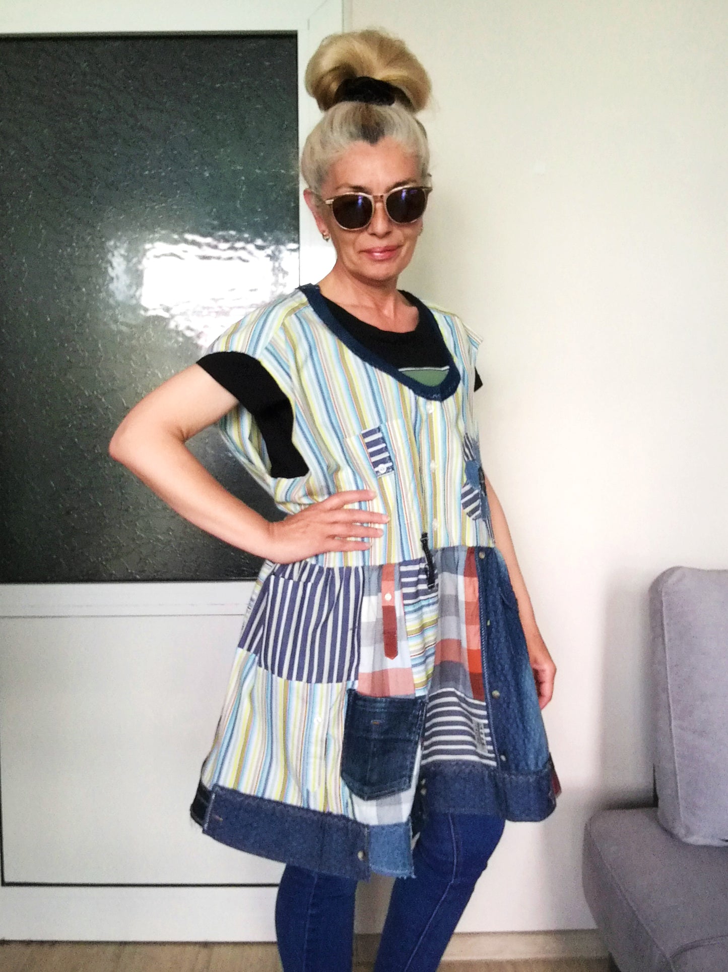 Plus Size Pinafore Dress 3X/4X Maxi Denim Overall Dress