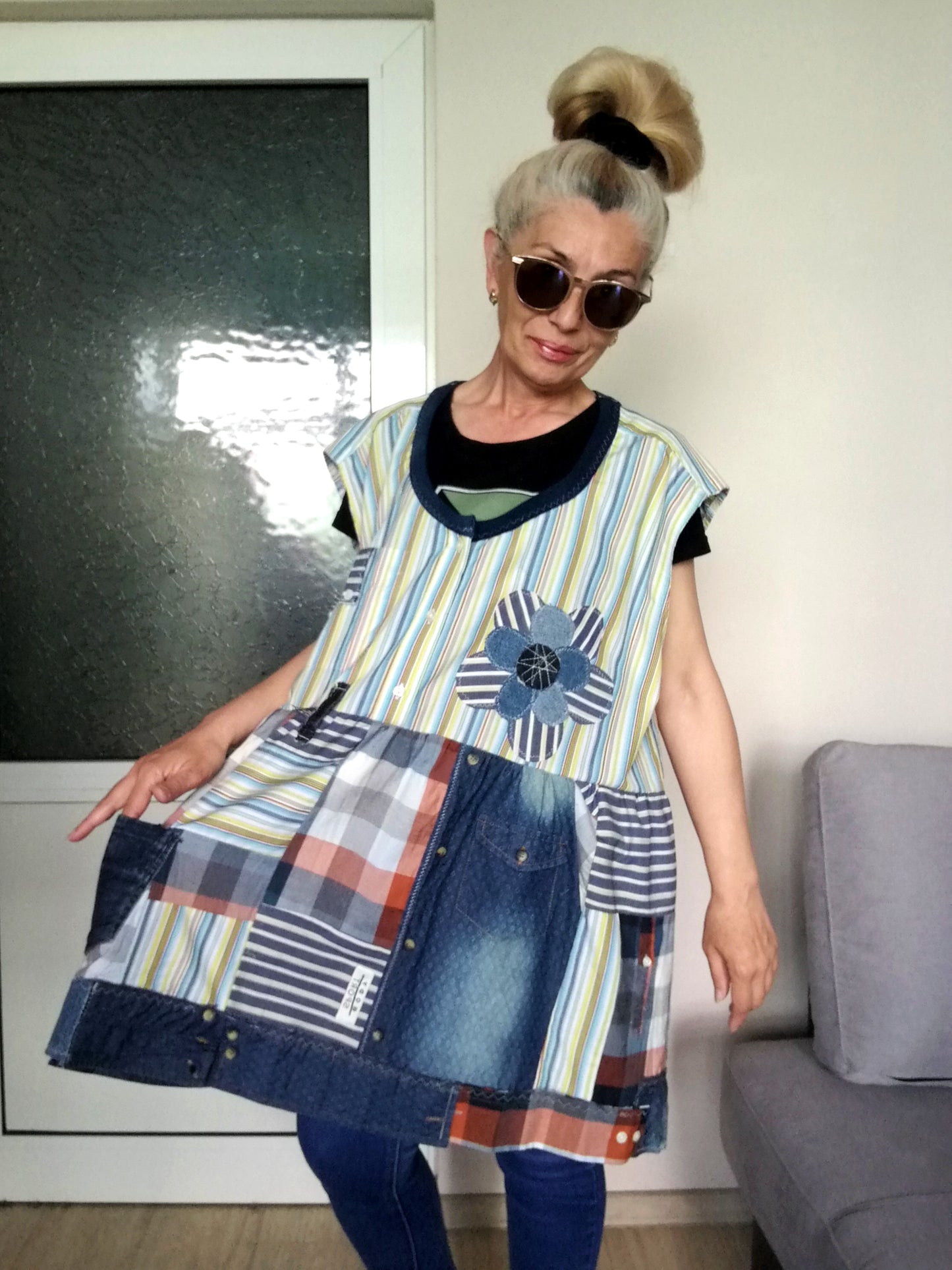 Plus Size Pinafore Dress 3X/4X Maxi Denim Overall Dress