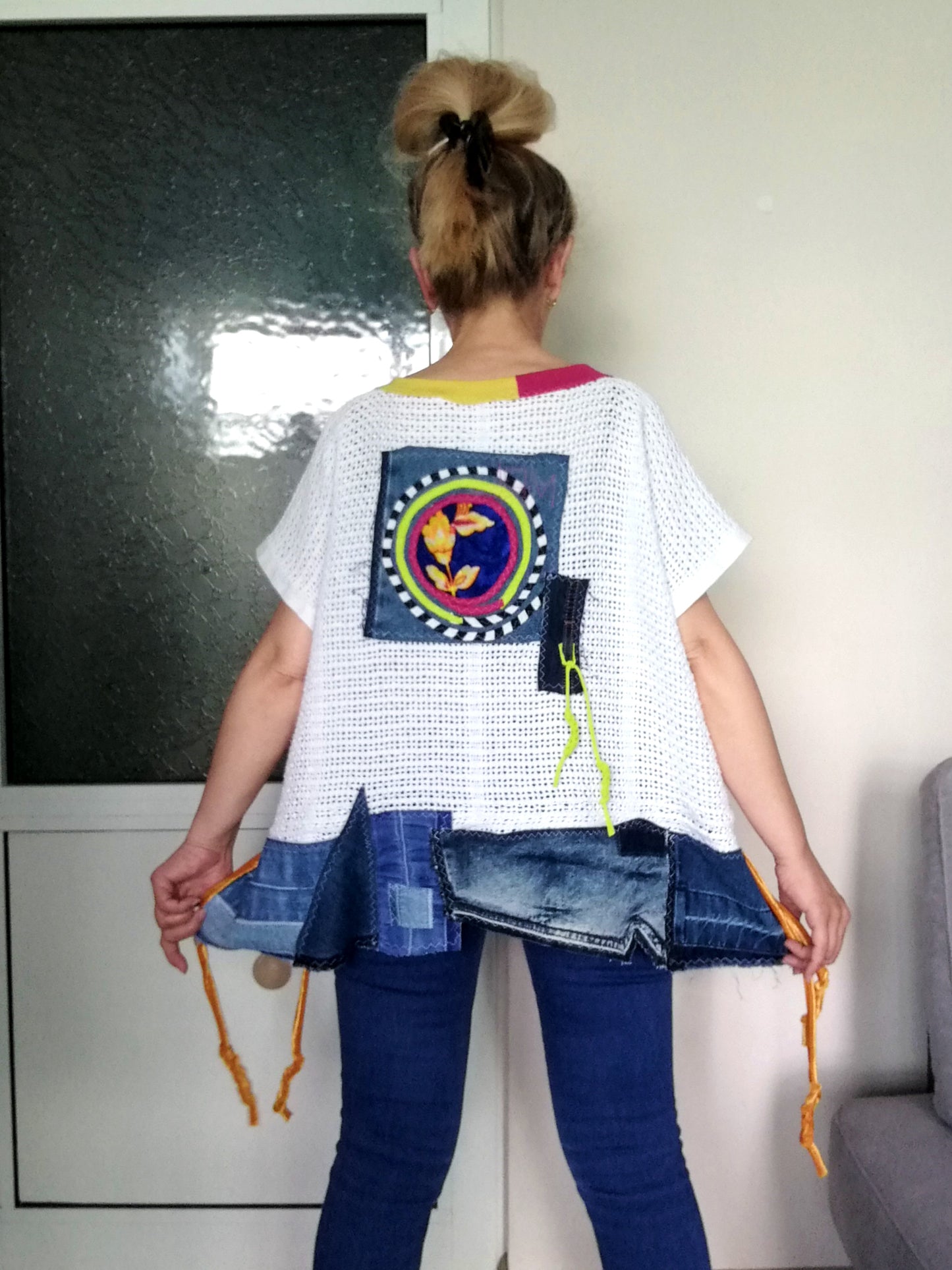 Plus Size Denim Top One Size Loose Summer Lace Top