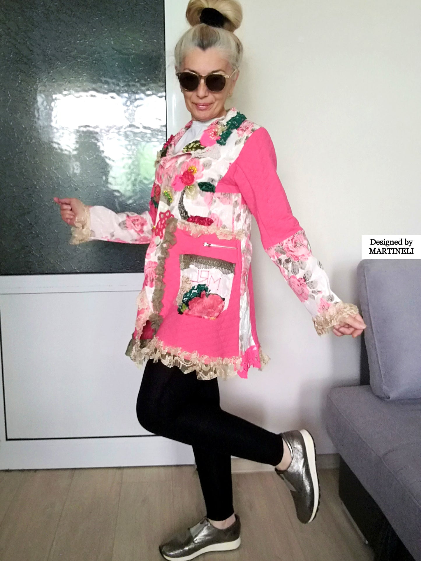 Pink Floral Jacket S Boho Embroidered Jacket for Women