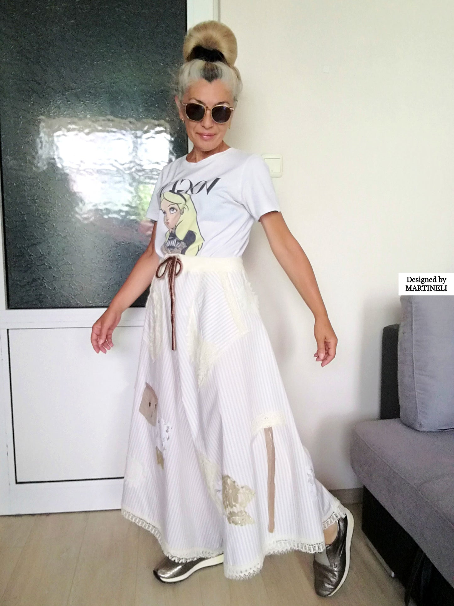 White Drop Crotch Pants For Women M/XL Boho Harem Pants