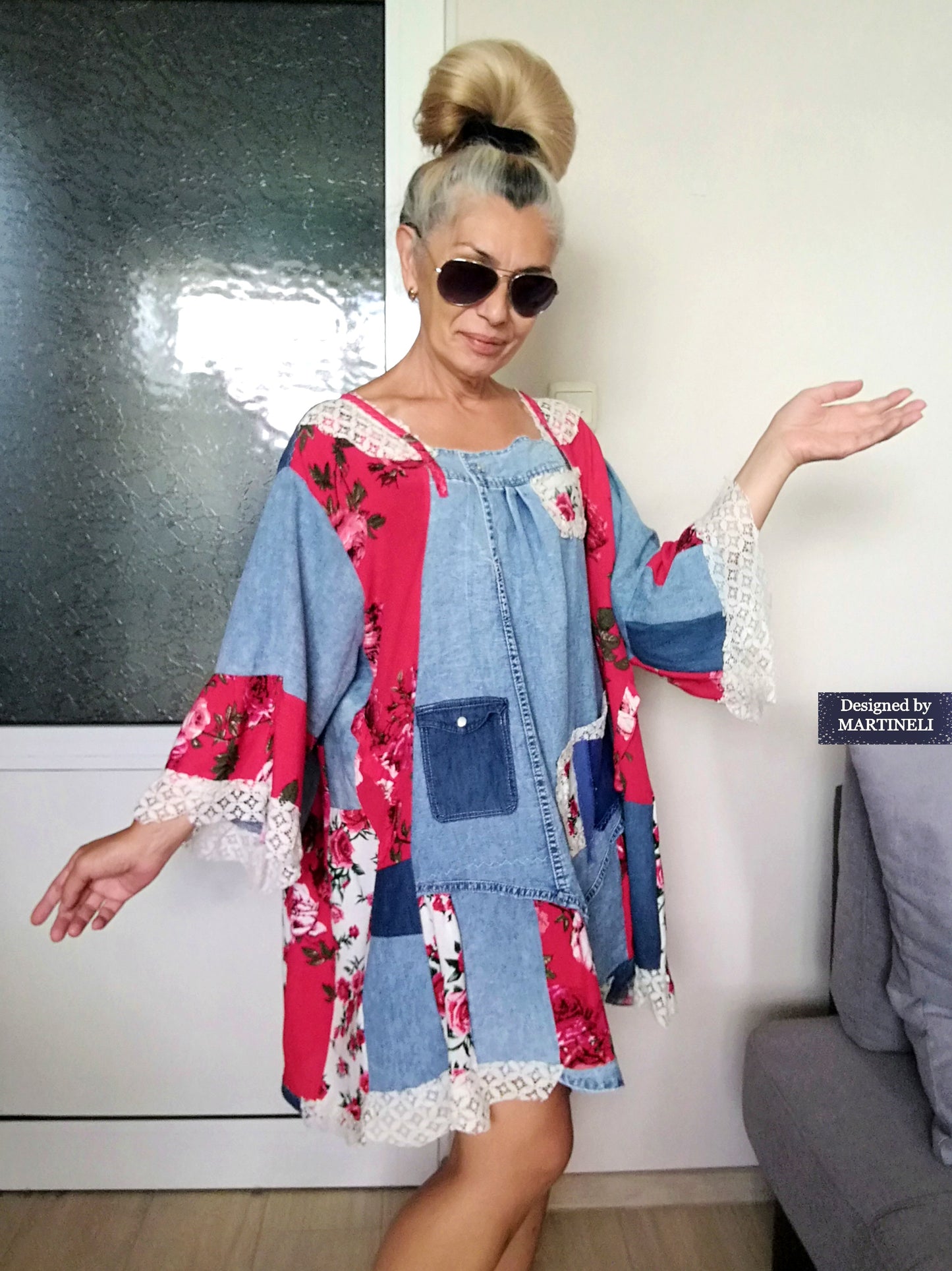 Plus Size Denim Dress 5XL Maxi Floral Shirt Dress